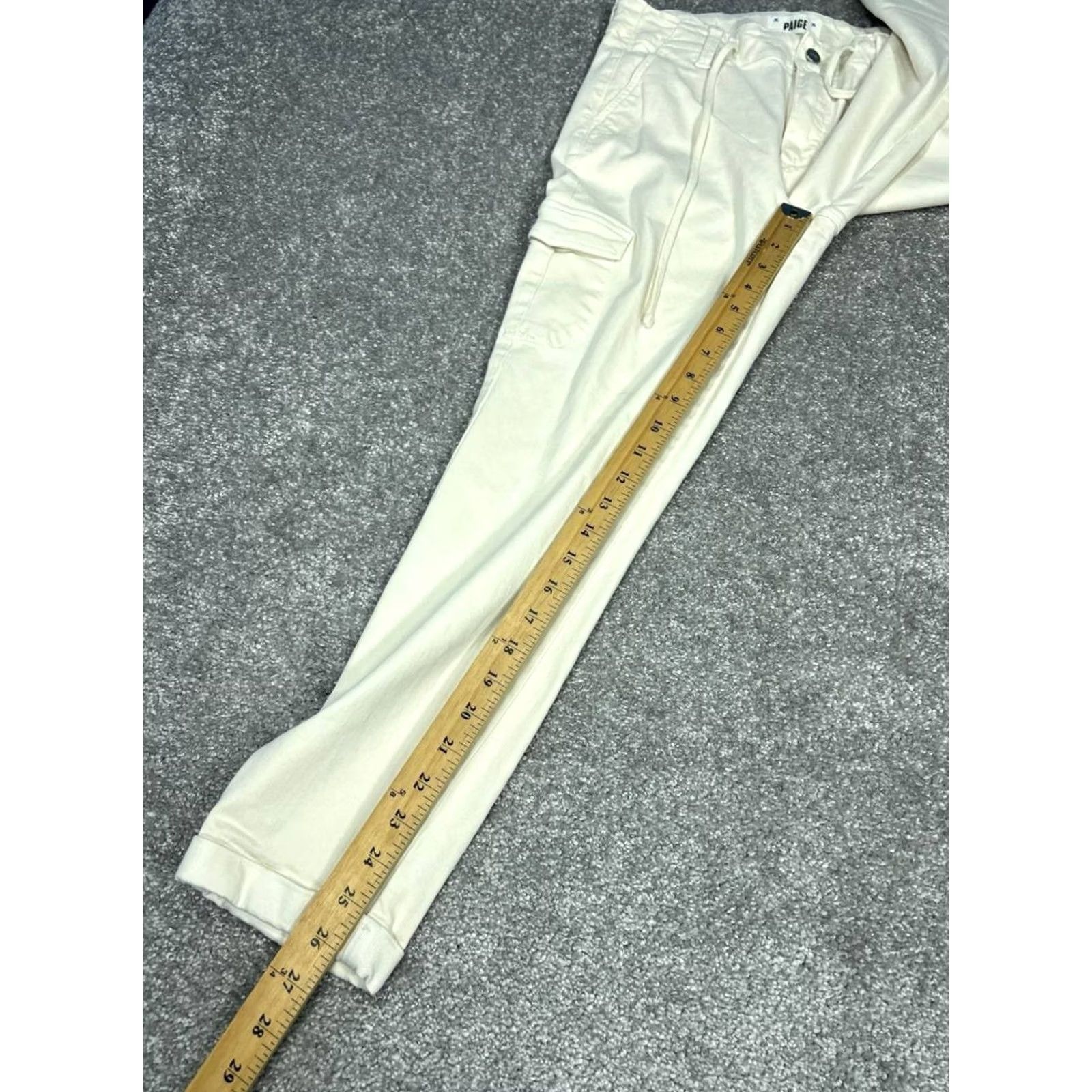 Paige Paige Christy Cargo Pants Womens 27 Cream Cotton Mid Rise Ankle Cuffed Tapered Size 27" / US 4 / IT 40 - 5 Thumbnail