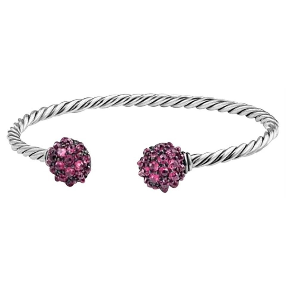 David Yurman David Yurman Garnet Berries Cable Sterling Silver Bracelet Size ONE SIZE - 1 Thumbnail