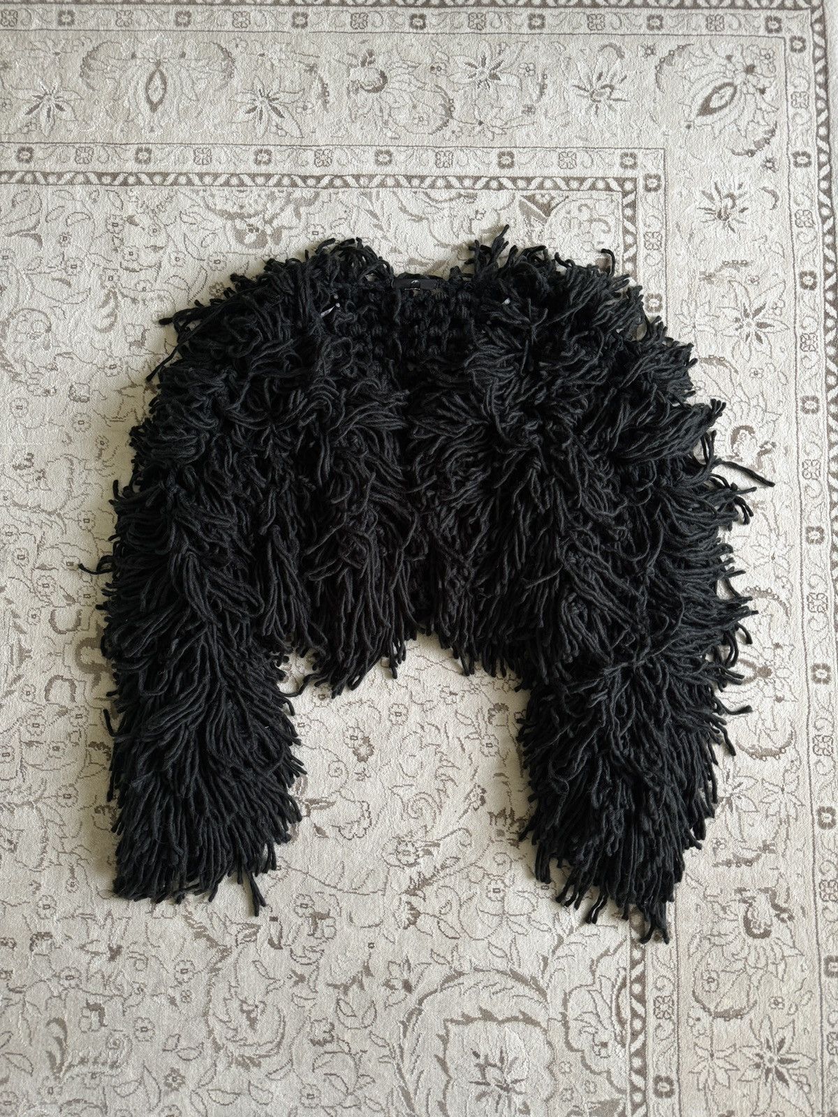 If Six Was Nine Y2K Crazy Fuzzy Tassel Cropped Knit Cardigan Margiela Style Size US M / EU 48-50 / 2 - 2 Thumbnail