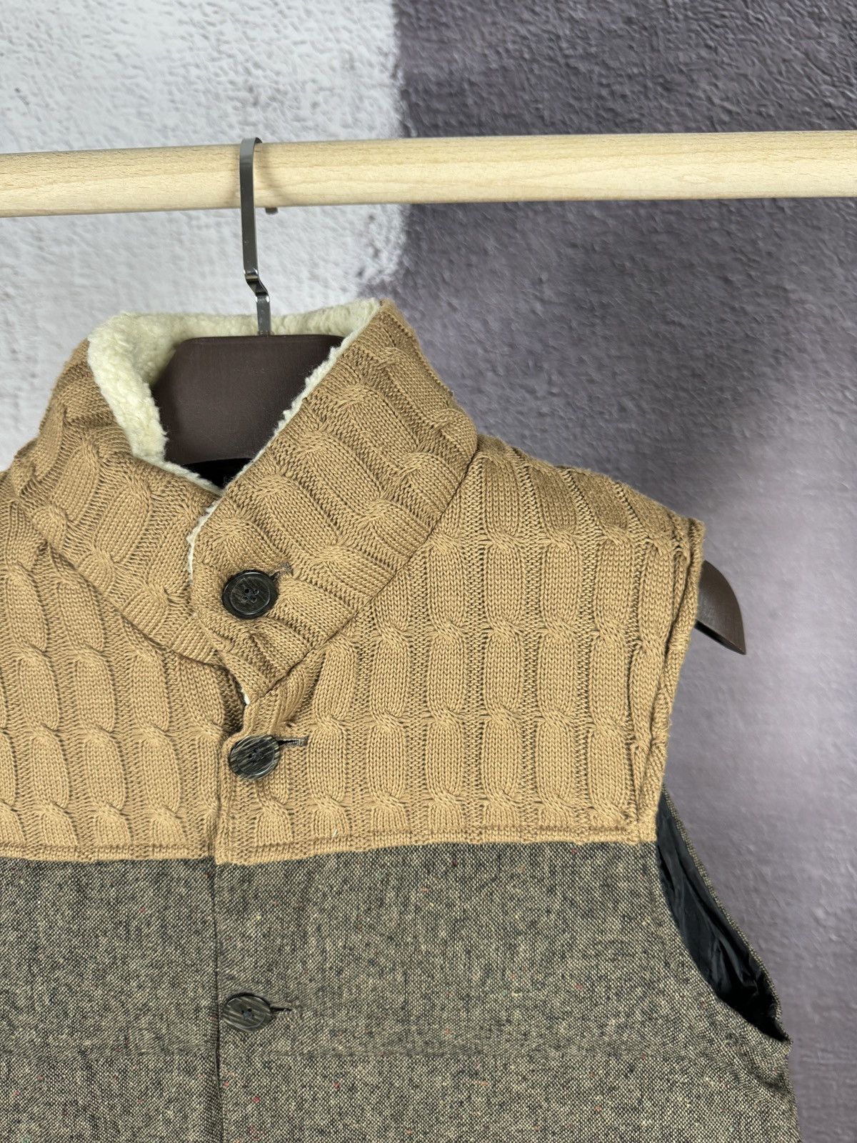 Japanese Brand Geleone Japanese style Grey Brown knitted puffer vest Size US L / EU 52-54 / 3 - 5 Thumbnail