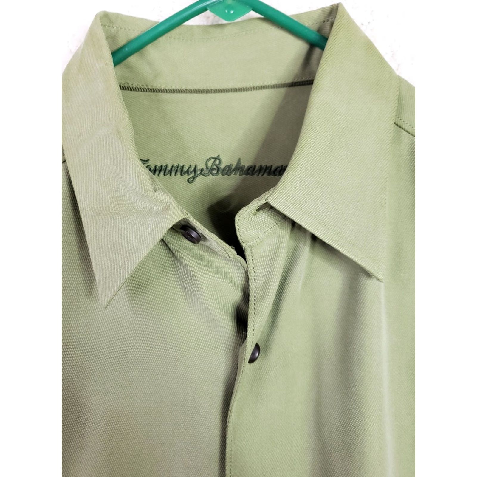 Tommy Bahama Tommy Bahama Shirt Button-Up Green Silk Wool Blend Long Sleeve Pocket Button-Down Collar Mens L Size US L / EU 52-54 / 3 - 5 Thumbnail