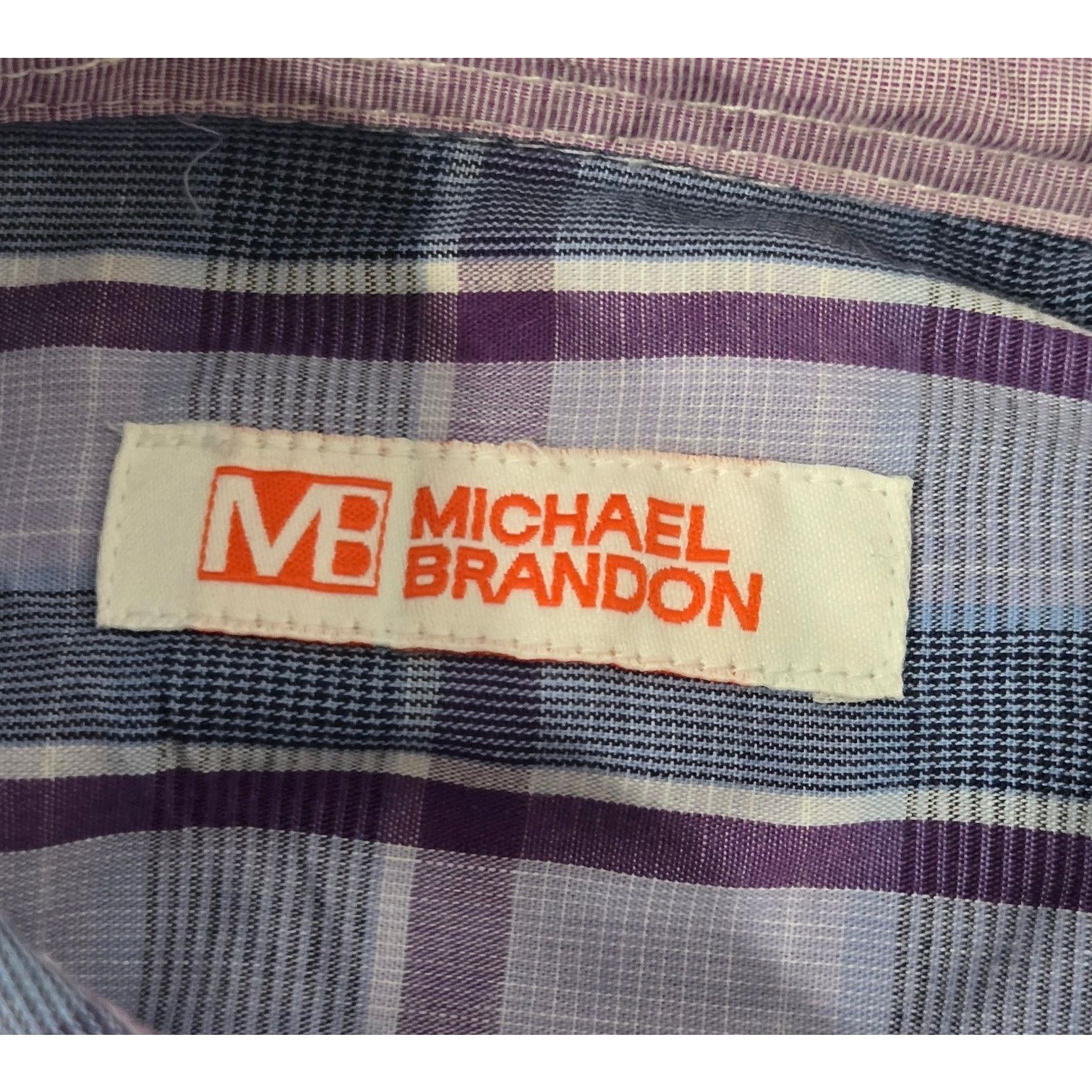 Other Michael Brand Purple Blue Plaid Roll Tab Button Shirt M Size US M / EU 48-50 / 2 - 4 Thumbnail