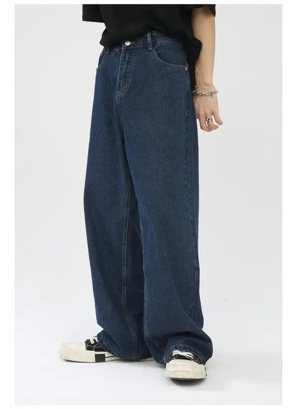 Japanese Brand Dark blue Japanese retro loose casual washed straight jeans Size US 32 / EU 48 - 3 Thumbnail