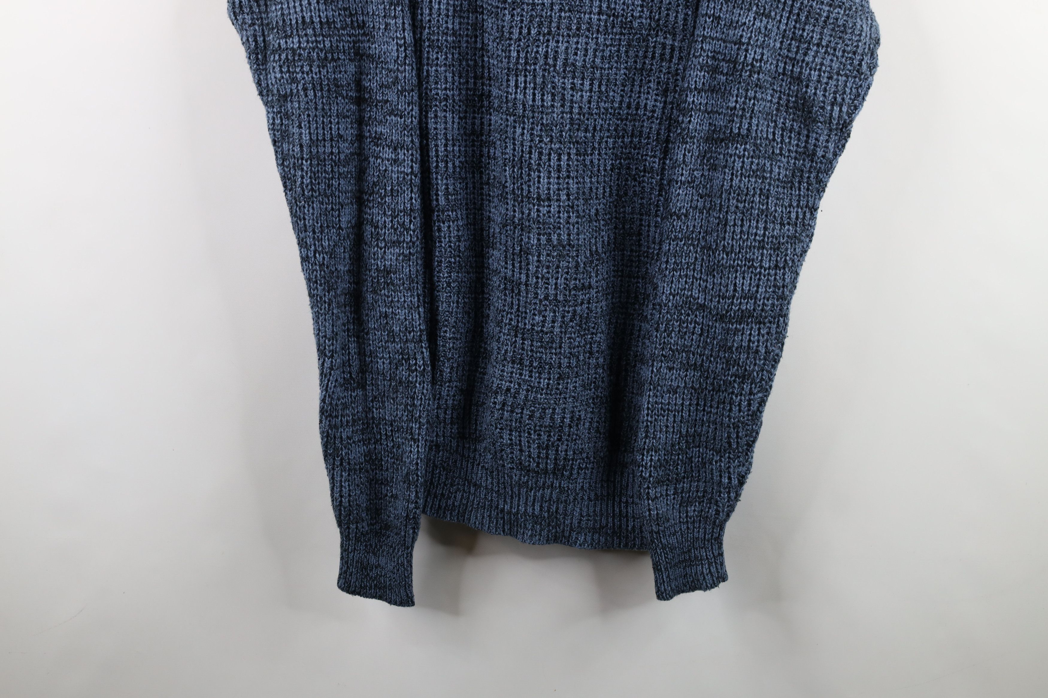 Vintage 90s Streetwear Ribbed Knit Crewneck Sweater Blue