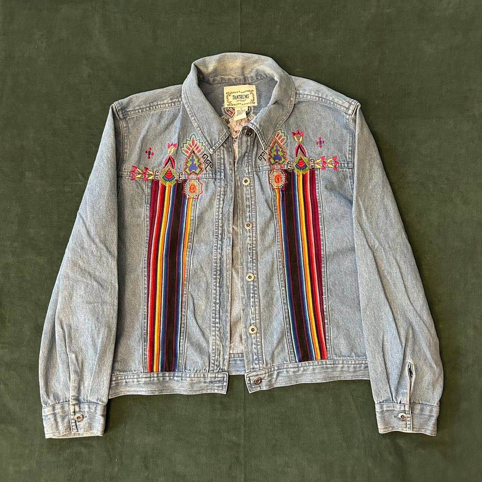 Other Vintage tantrums embroidered denim jacket Size L / US 10 / IT 46 - 1 Thumbnail