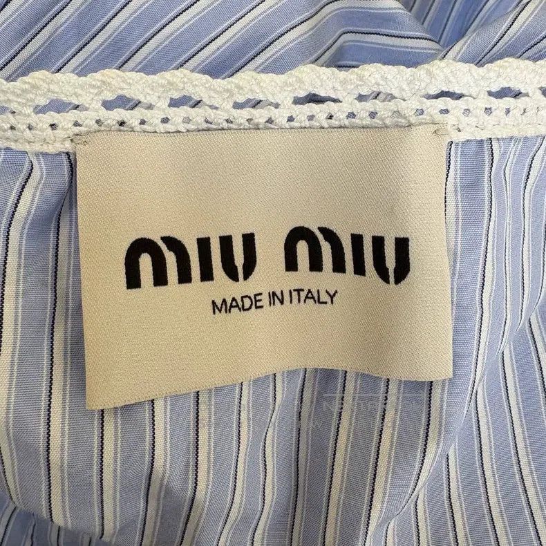 Miu Miu Miu Miu 42 Logo logo gold button striped light blue dress Size L / US 10 / IT 46 - 7 Thumbnail