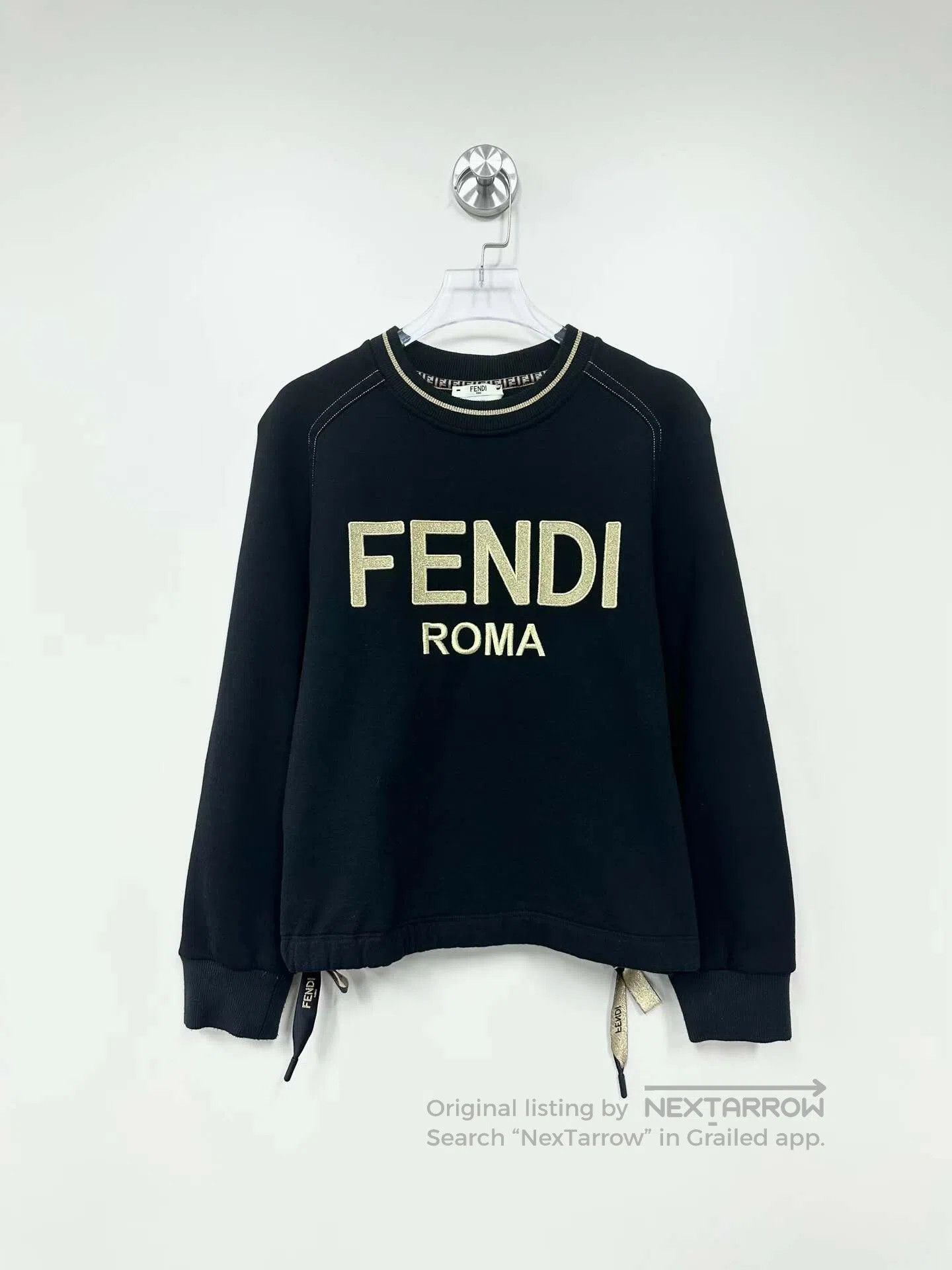 Fendi FENDI Black Embroidered Letter Logo Ribbon Sweatshirt| Size US M / EU 48-50 / 2 - 1 Thumbnail