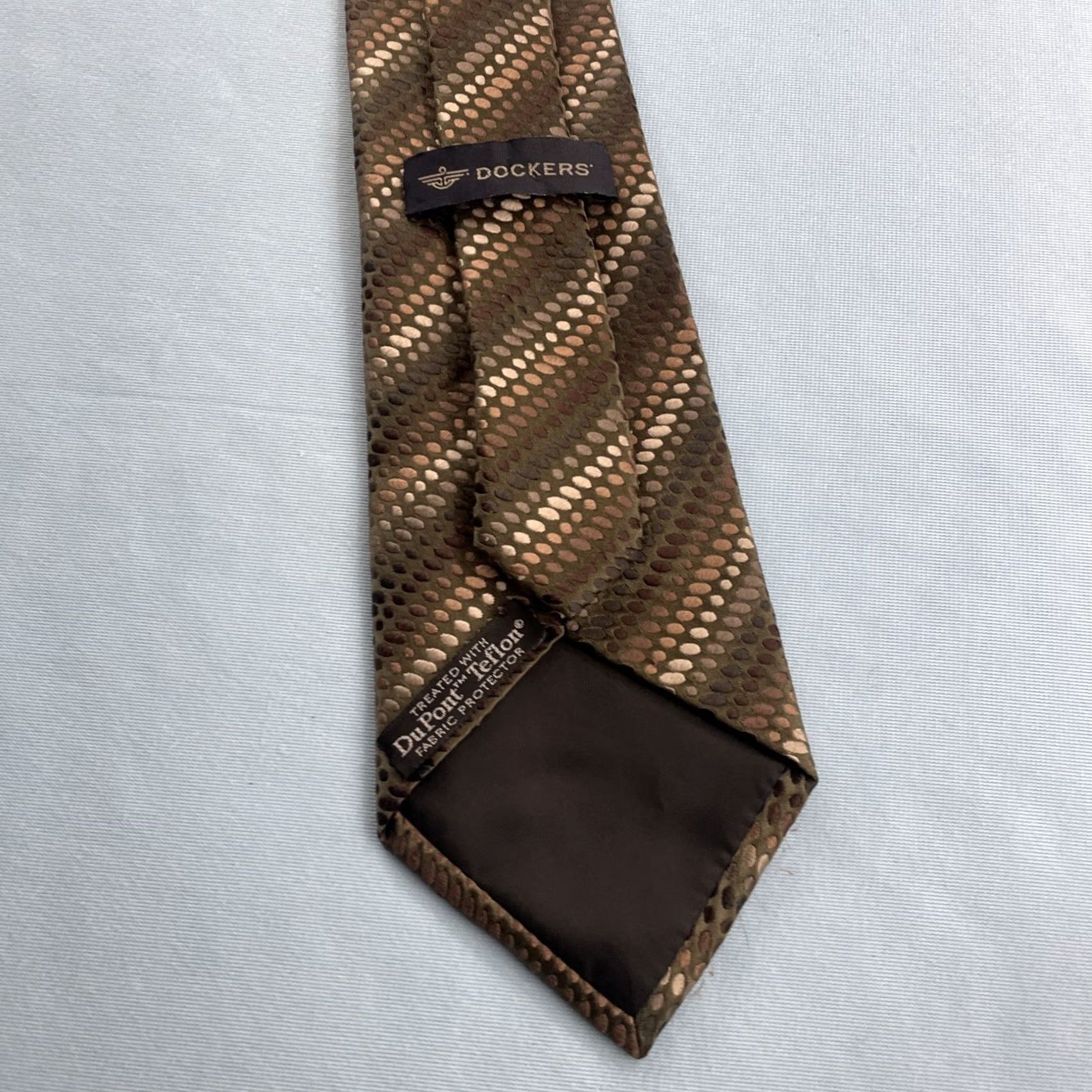 Dockers VINTAGE Dockers Necktie Silk Woven Stripe Dots Navy Green Brown 57"-60" 4x60 Men Tie Dupont Teflon Capsule Executive Handcrafted Size ONE SIZE - 5 Thumbnail