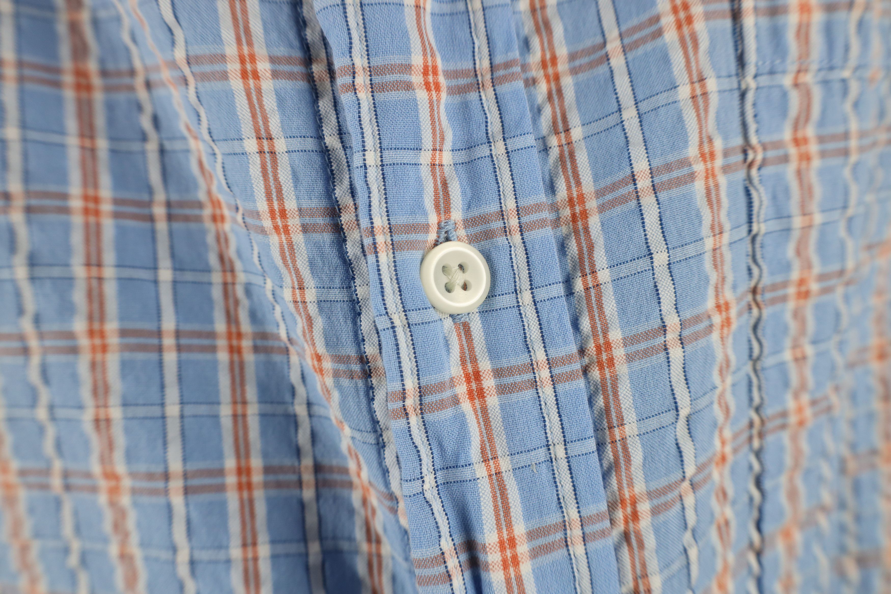 L.L. Bean × Vintage Vintage LL Bean Seer Sucker Short Sleeve Button Shirt Blue Size US XL / EU 56 / 4 - 5 Thumbnail