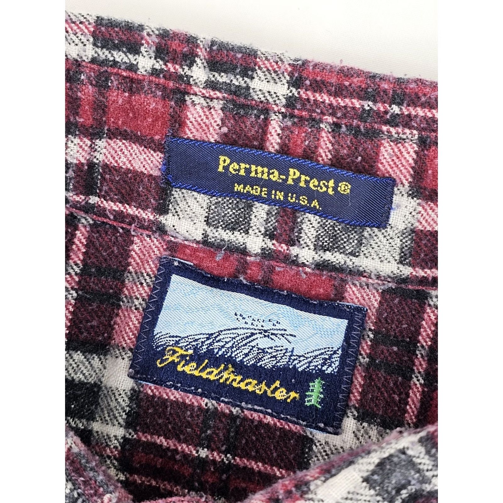 Vintage VTG Fieldmaster Perma Prest Flannel Shirt Men XL – Red Black Plaid Outdoor Size US XL / EU 56 / 4 - 3 Thumbnail