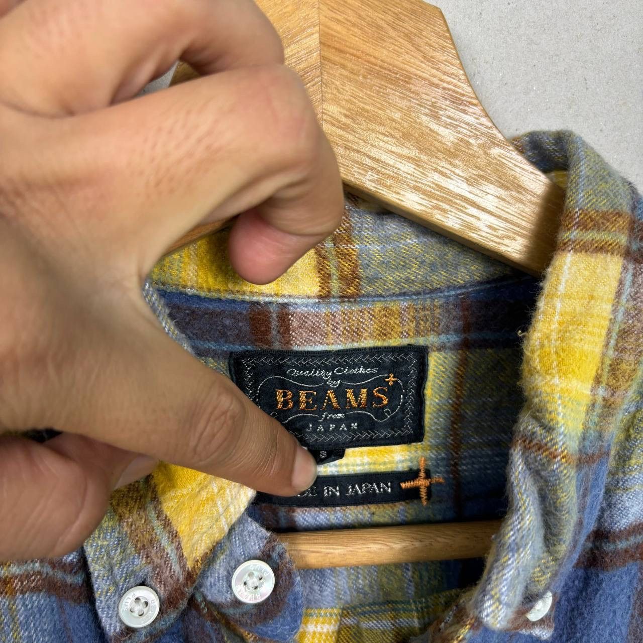 Beams Japan Beams Plus Japanese Plaid Flannel Shirt Blue Yellow Size 3 Size M / US 6-8 / IT 42-44 - 4 Thumbnail
