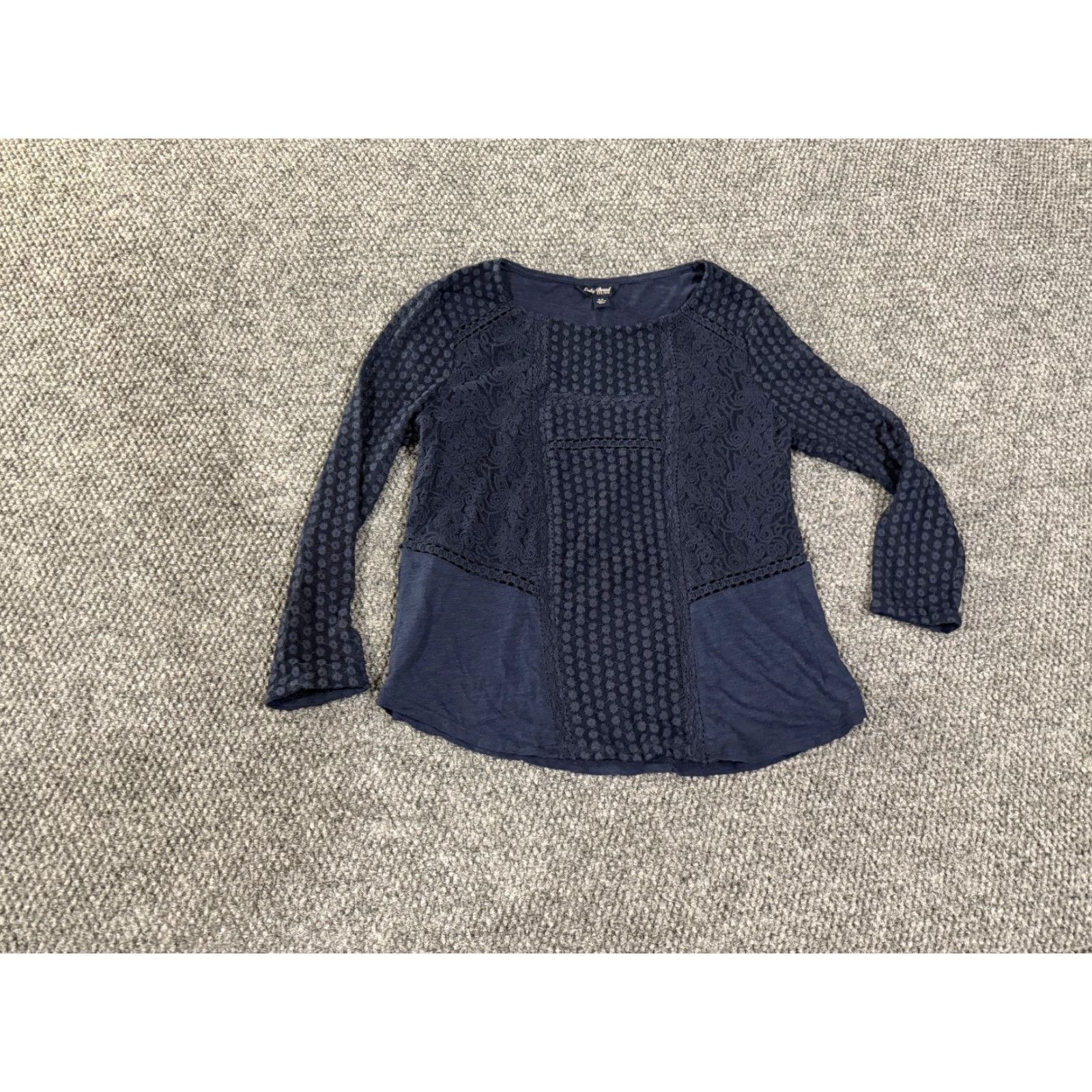 Lucky Brand Lucky Brand Blouse Womens XS Blue Sheer Lace Long Sleeve Lightweight Casua lут Size XS / US 0-2 / IT 36-38 - 3 Thumbnail