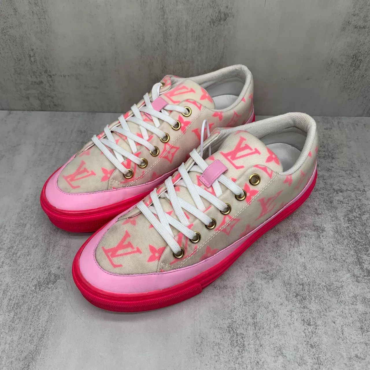 Louis Vuitton LV Pink & White Monogram Sneakers EU35 95 New Size US 4.5 / IT 34.5 - 1 Thumbnail