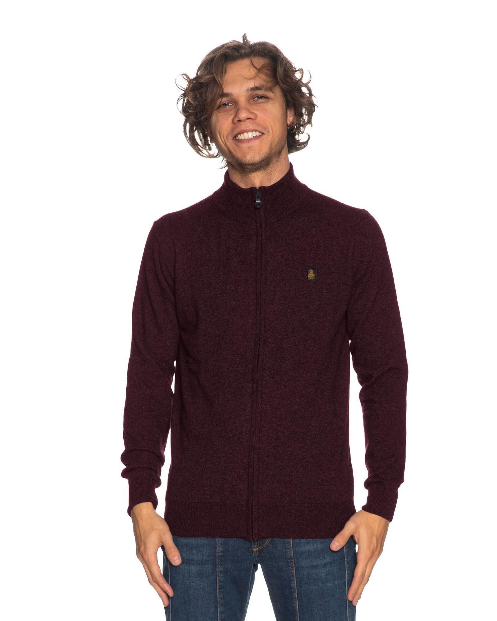 image of Refrigewear Burgundy Wool Cardigan in Red, Men's (Size 2XL)