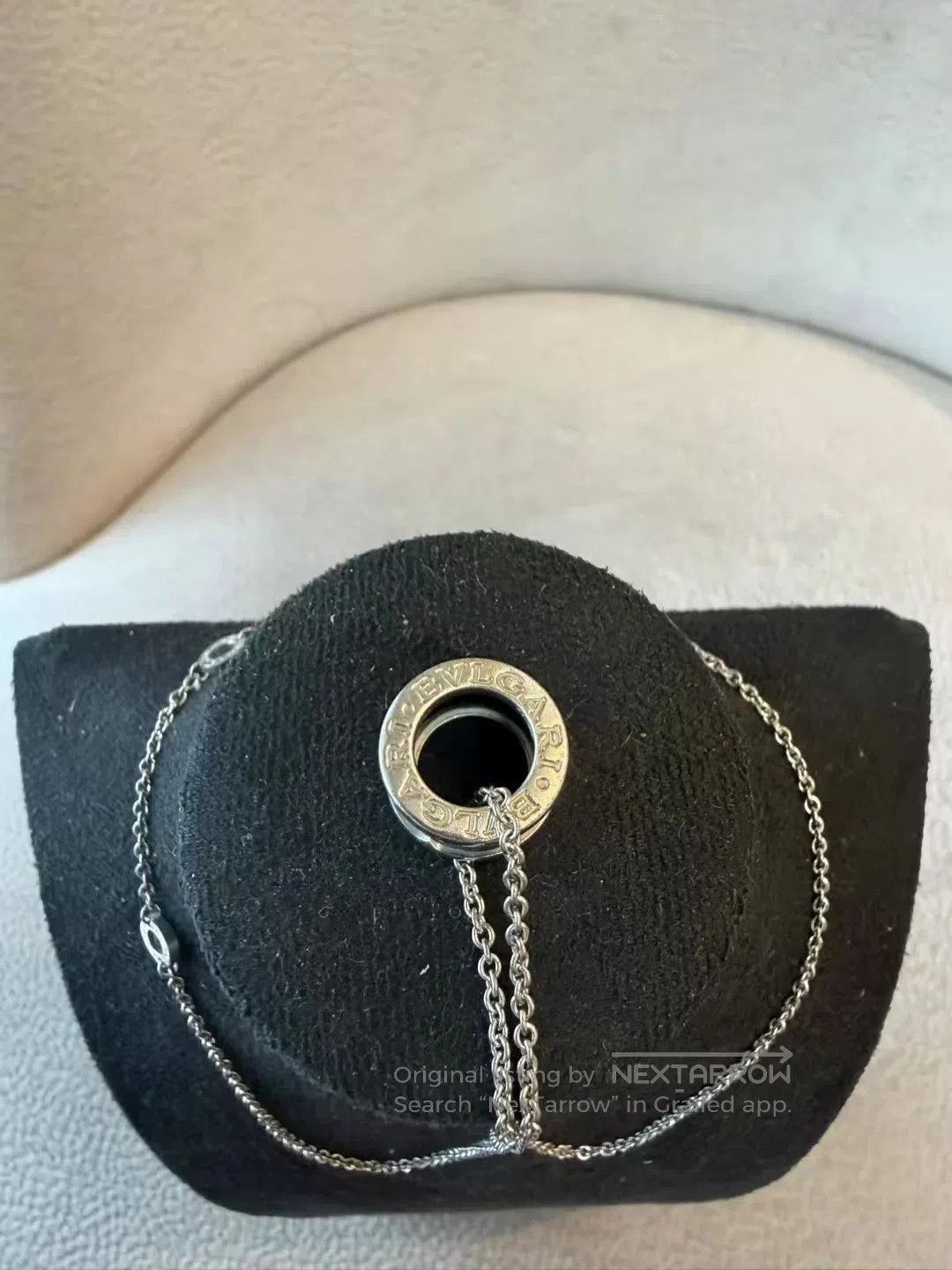 Bvlgari Silver Chain Necklace with Ring Pendant. Size ONE SIZE - 3 Thumbnail