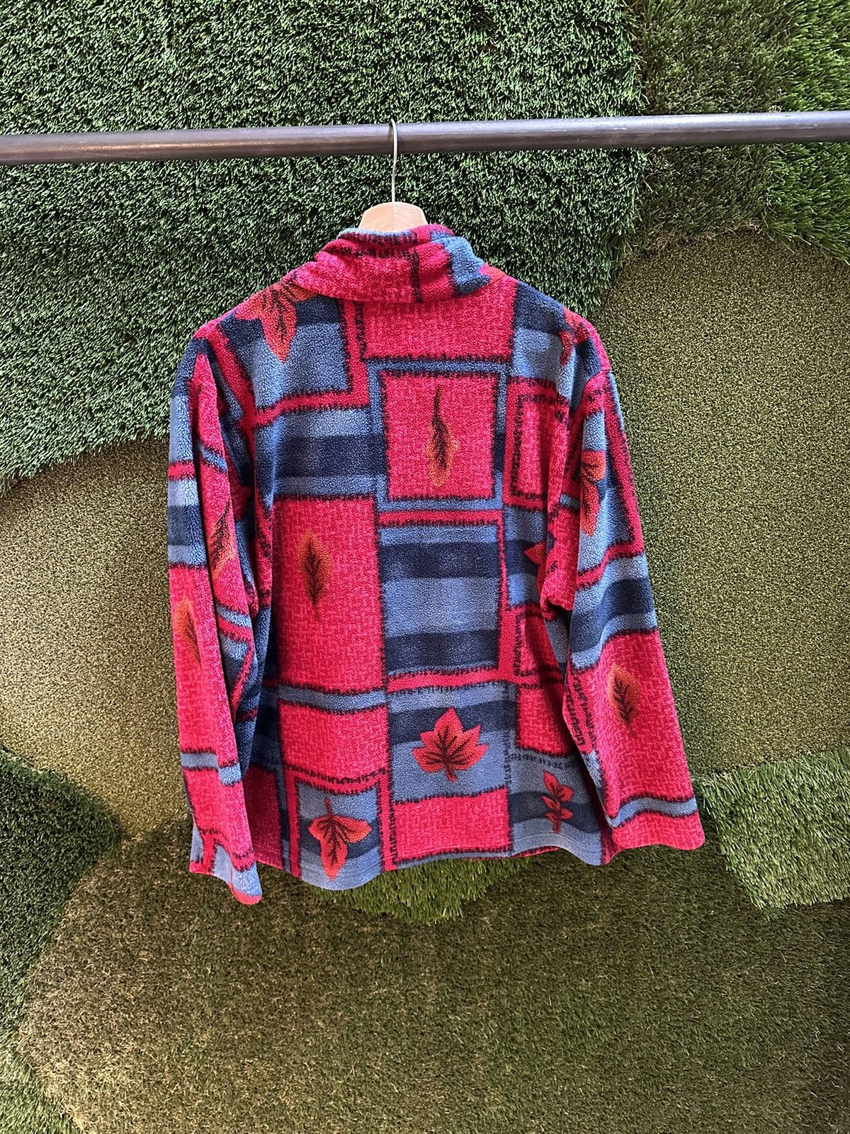 Vintage Vintage Blocking Leaves Zip-up Fleece Size XL Size US XL / EU 56 / 4 - 2 Thumbnail