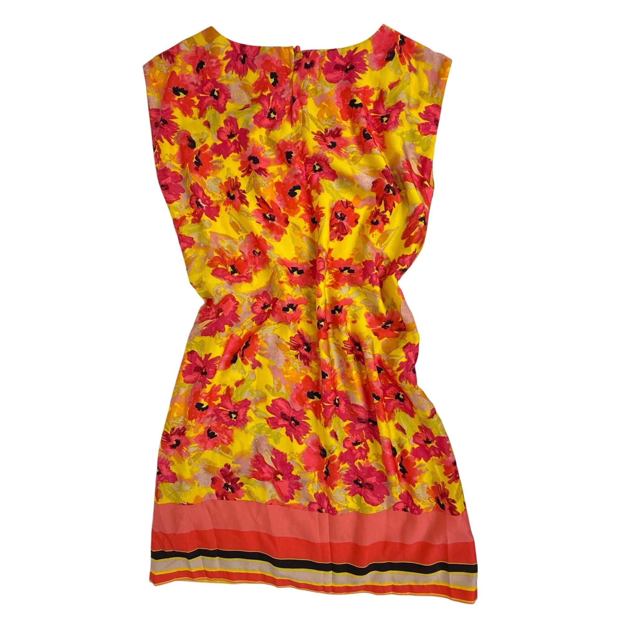 Loft LOFT Women's Pink & Yellow Floral Print Sleeveless Shift Dre Size M / US 6-8 / IT 42-44 - 3 Thumbnail