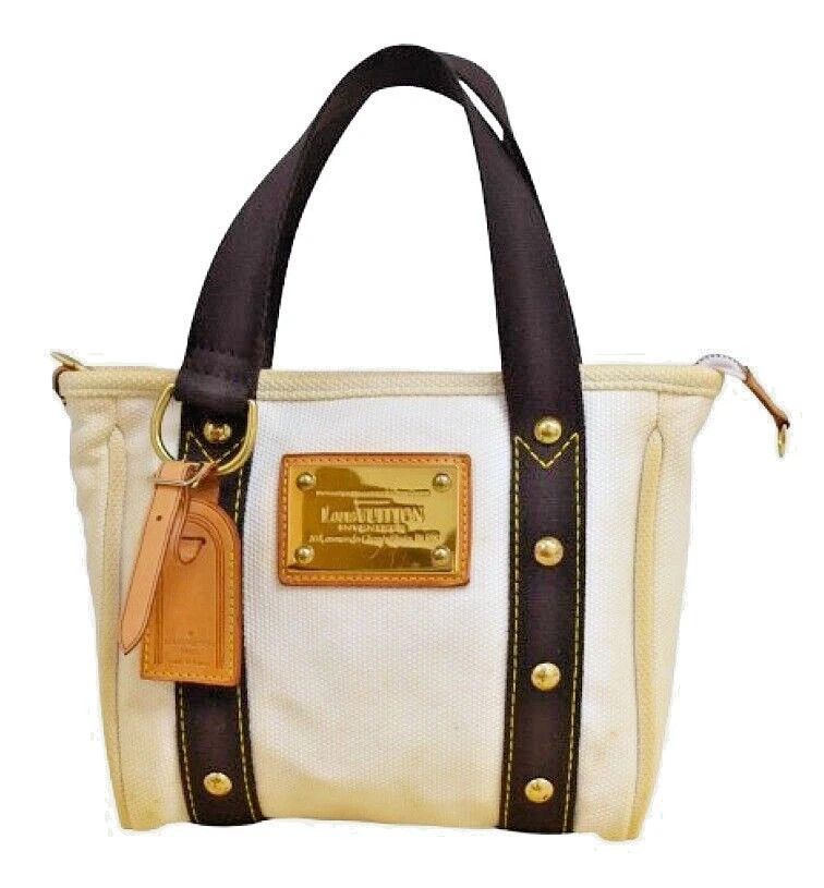Louis Vuitton Louis Vuitton Antigua Cabas PM Hand Bag White Canvas M40039 Size ONE SIZE - 3 Thumbnail