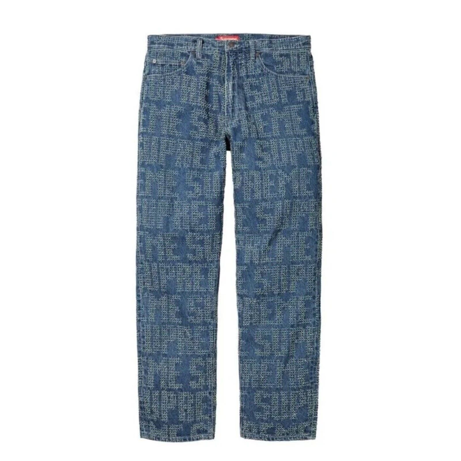 image of Supreme Needle Punch Jean Washed Size 30 Monogram in Blue, Men's