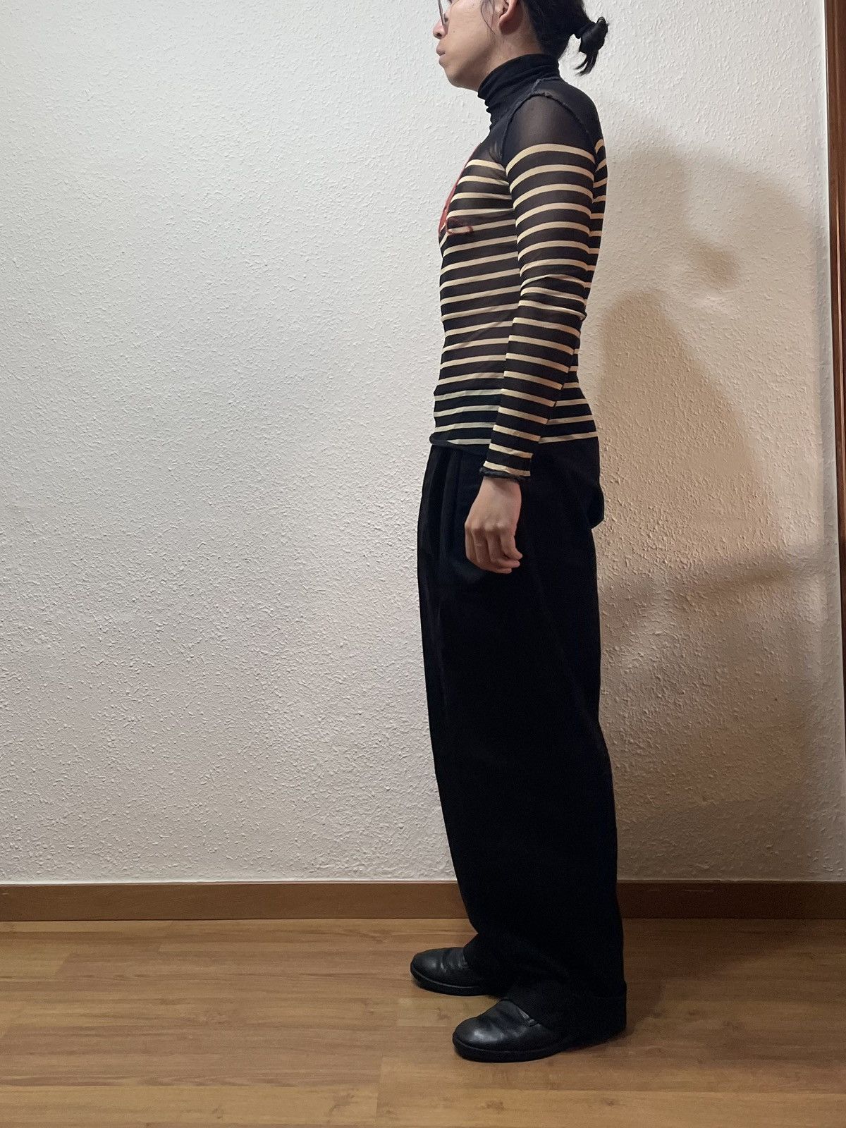 Jean Paul Gaultier 2001 Jean Paul Gaultier Striped Elastic Mesh T-Shirt Vintage Size US M / EU 48-50 / 2 - 10 Thumbnail