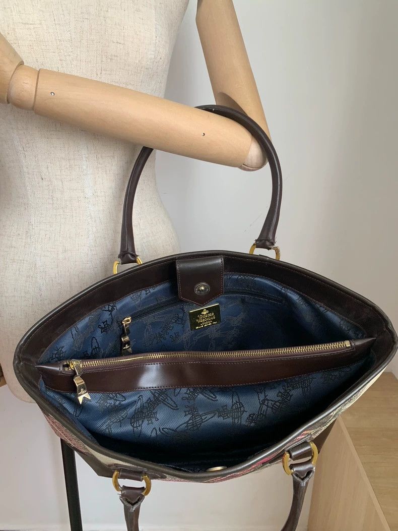 Vivienne Westwood Vivienne Westwood Colorful check Saturn tote bag Size ONE SIZE - 5 Thumbnail