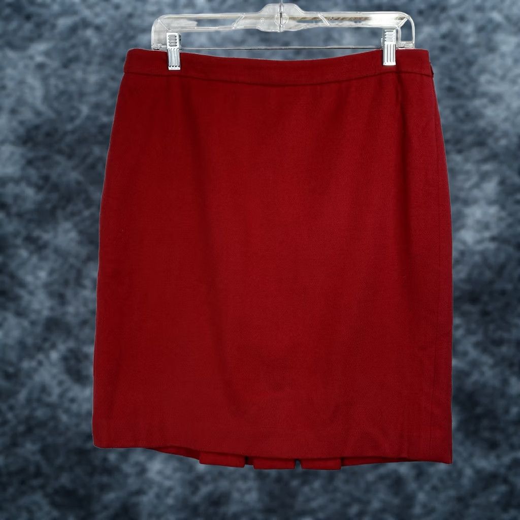 Ann Taylor VINTAGE Ann Taylor Pencil Skirt Sz 12P Red Wool Rabbit Hair Lined Pleated Back Side Zip Women Skirt 12P Red Wool Pencil Slit Lined Zip Size 34" / US 12 / IT 48 - 1 Thumbnail