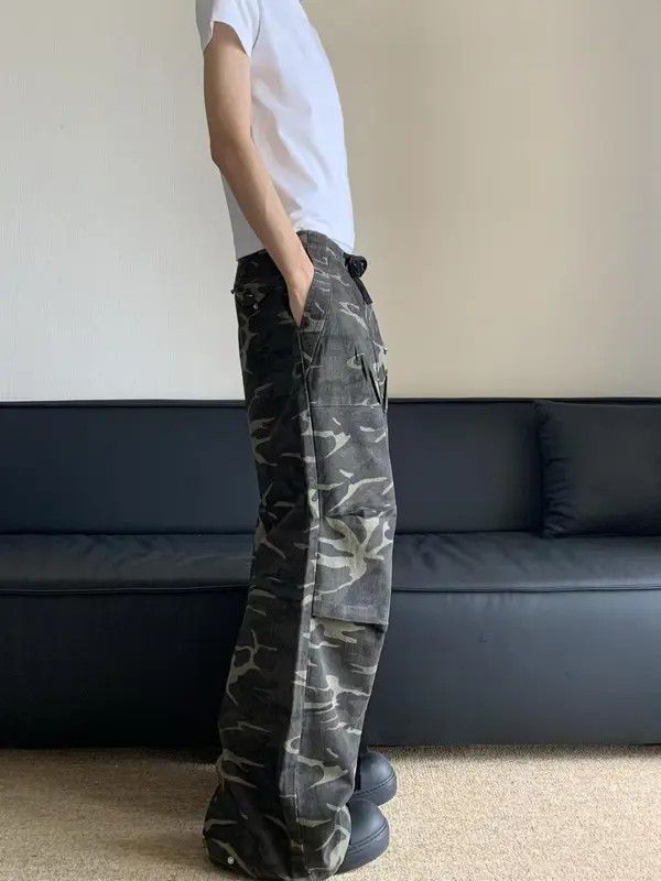 Japanese Brand Ema Men's Camouflage Retro Straight Loose All-match Jeans Size US 32 / EU 48 - 8 Thumbnail