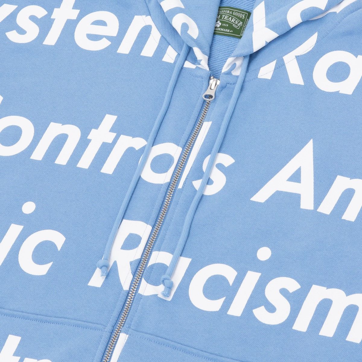 DENIM TEARS systemic racism controls america zip up hoodie {dusty blue} Size US M / EU 48-50 / 2 - 3 Thumbnail