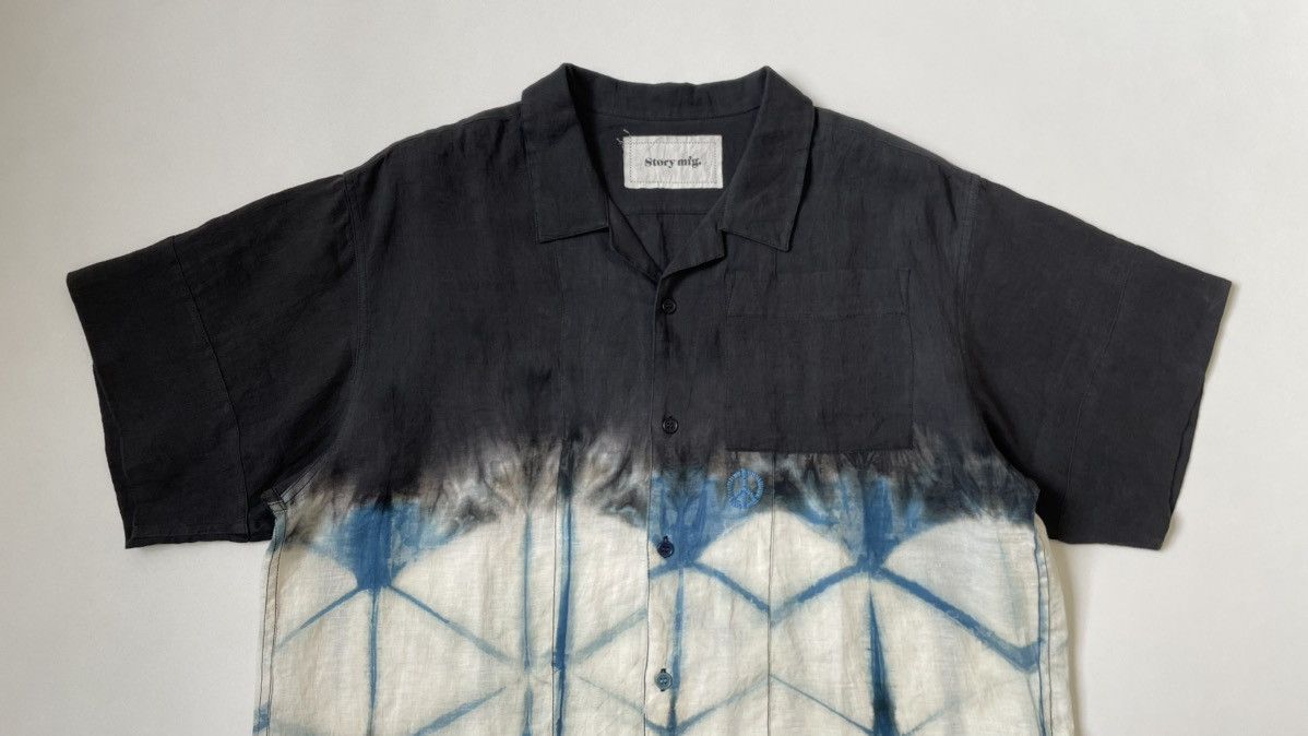 Story Mfg. ‘Peace Tie Dye Print’ Linen Shirt Size US M / EU 48-50 / 2 - 2 Thumbnail