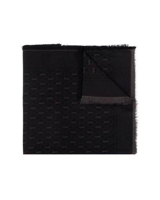 Saint Laurent Paris o1b1hav110824 Size: OS / Cassandre Square Wool Shawl Black Size ONE SIZE - 1 Thumbnail