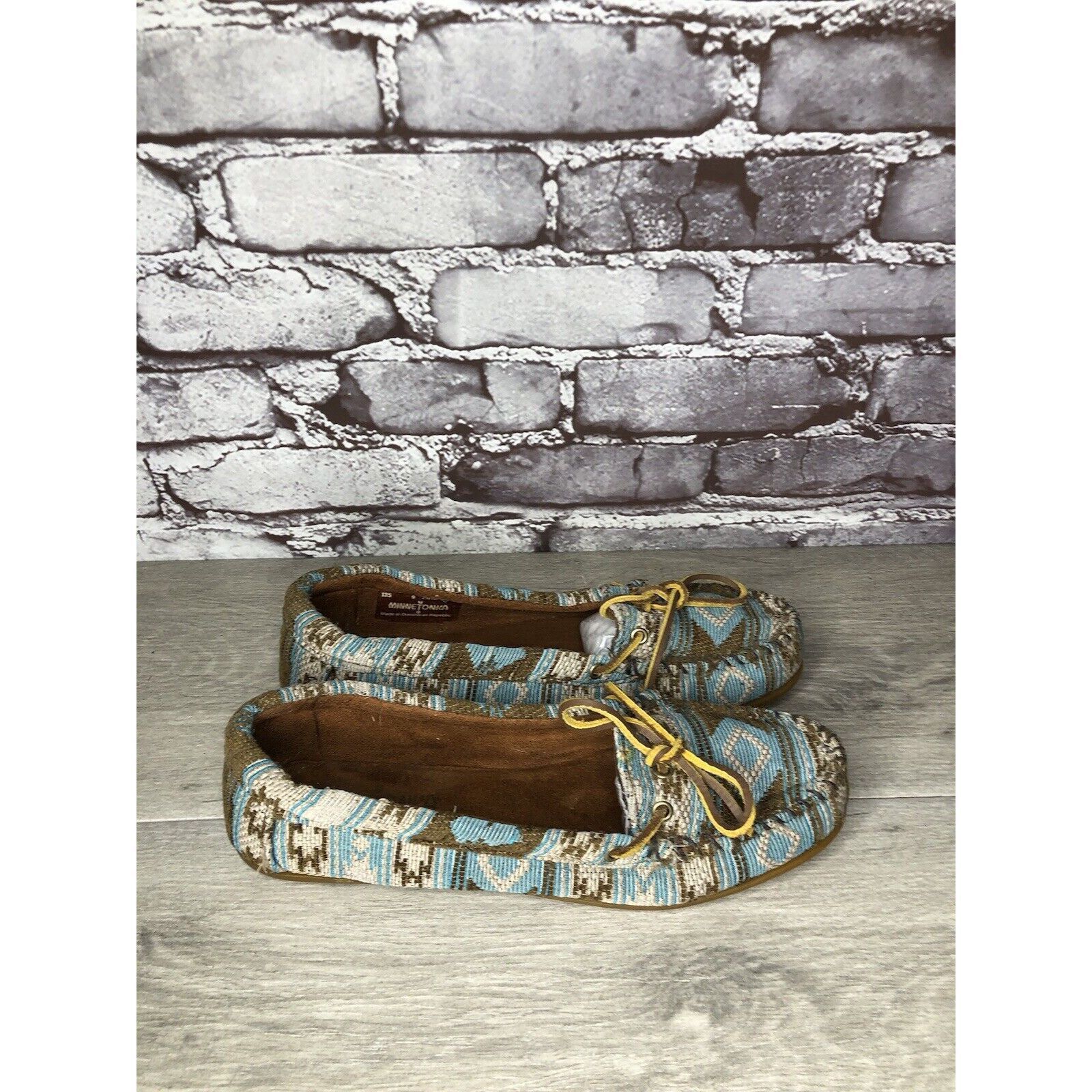 Minnetonka Minnetonka Blue Aztec Southwest Lace Bow Moccasins Shoes Wom Size US 9 / IT 39 - 3 Thumbnail