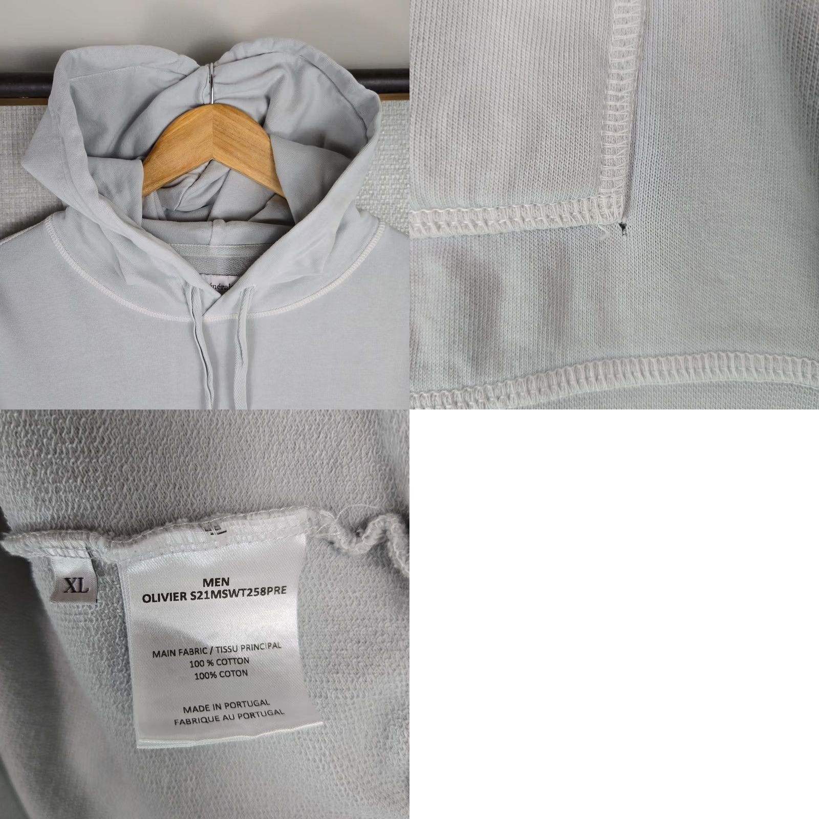 Vintage OFFICINE GENERALE Mens Pullover Hooded Sweatshirt Cotton Gray XL Sweatshirt Hooded Pullover Knit New Old Stock Mens Clothing Womens? Size US XL / EU 56 / 4 - 8 Thumbnail
