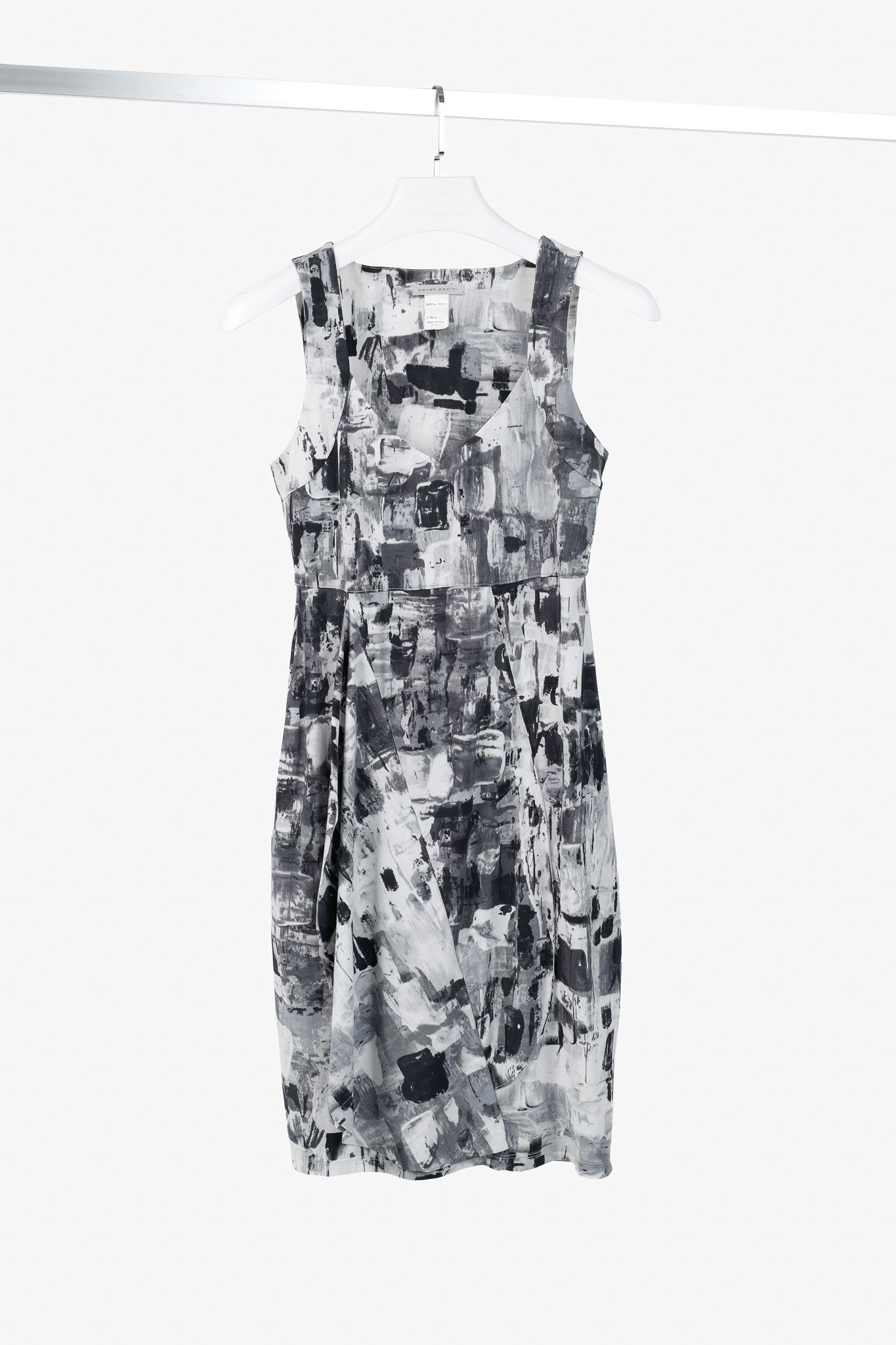 Sarah Pacini Sarah Pacini Grey Abstract-Print Draped Jersey Dress Size S / US 4 / IT 40 - 1 Thumbnail