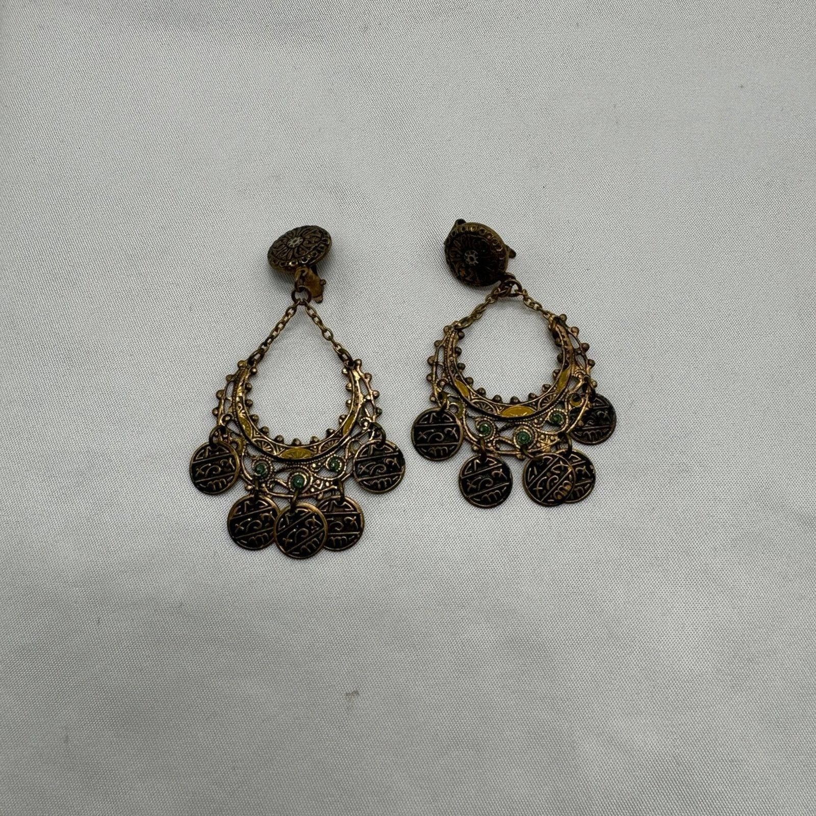 NBDN Nobrandedon VTG Demascene dangle earrings Size ONE SIZE - 1 Thumbnail