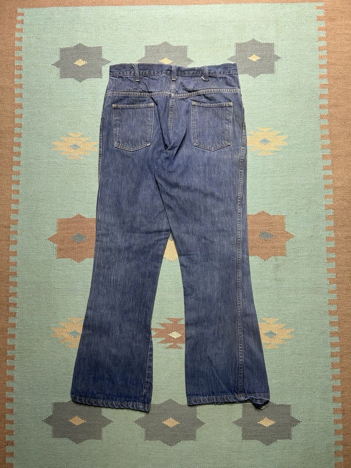 Vintage 70s bell bottom jeans flare leg twist cotton distress 32x31 Size US 32 / EU 48 - 7 Thumbnail