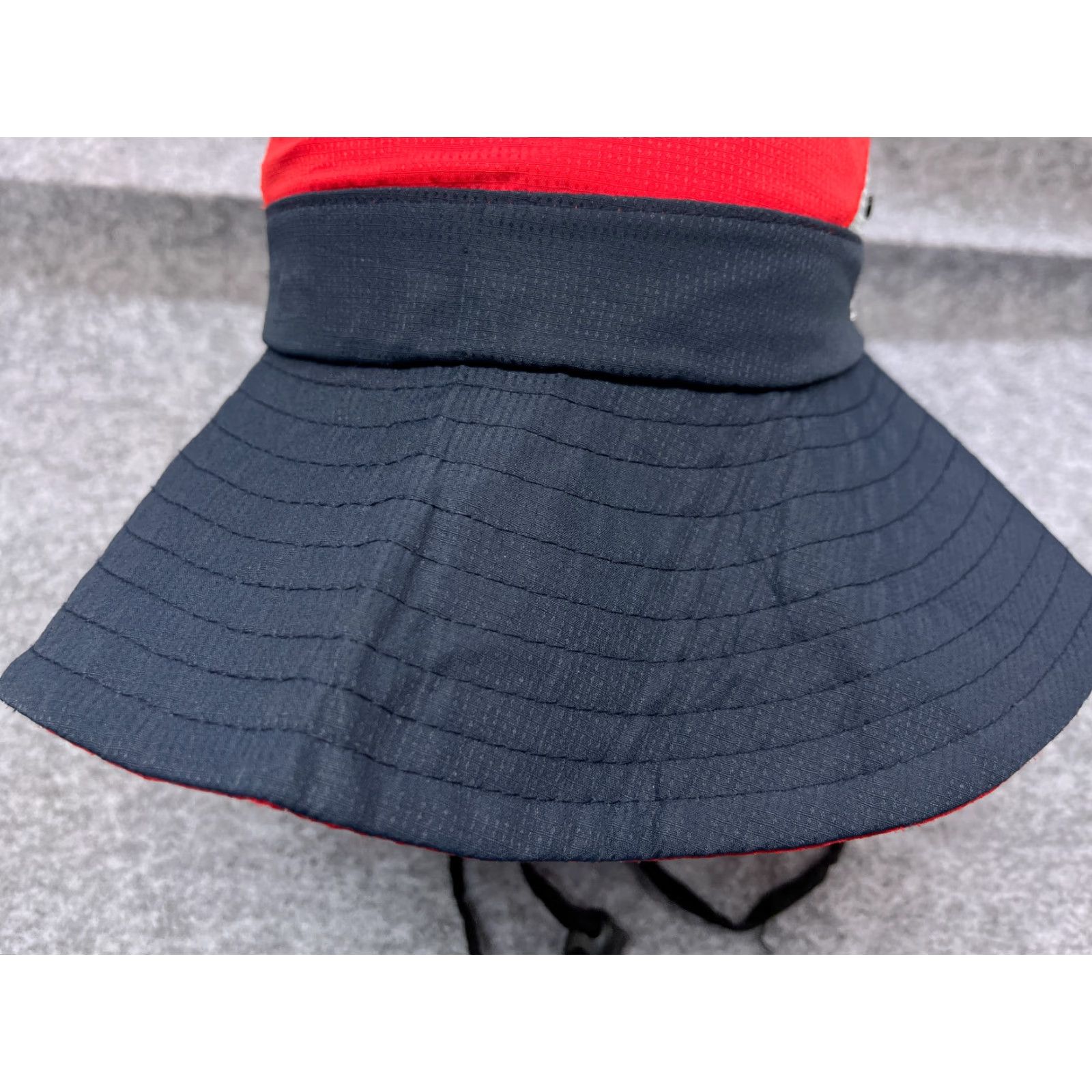 Vintage SunShade Sun Hat Womens One Size Blue Red Knit Polyester Ponytail Hole Camp Hat Shade Sun Hat Camp Beach Outdoor Womens One Size Blue SunShade Size ONE SIZE - 3 Thumbnail