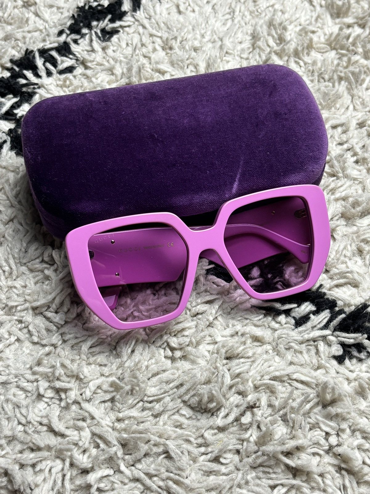 Gucci Gucci Chunky Square Frame Pink GG Sunglasses Size ONE SIZE - 2 Thumbnail