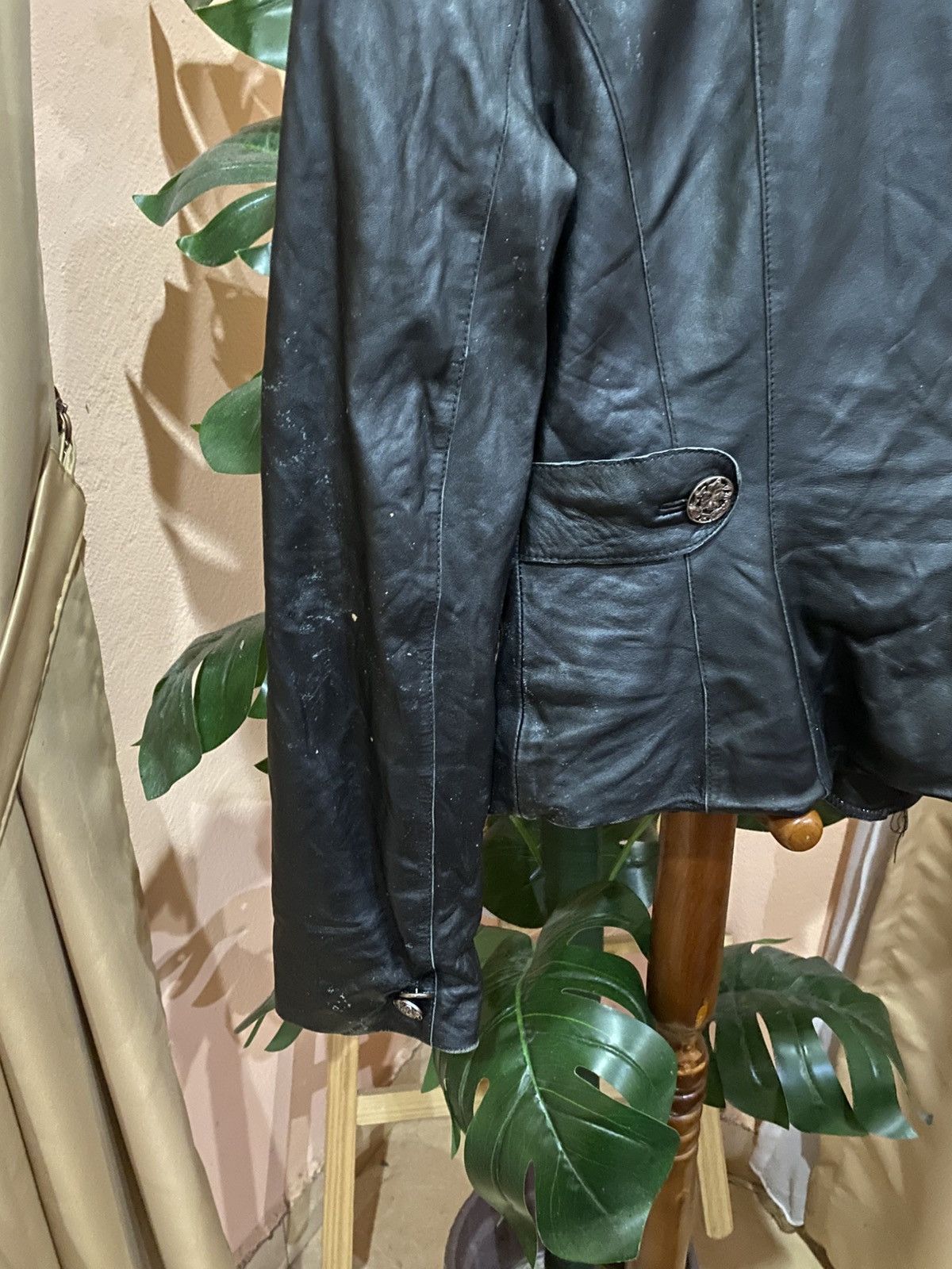 Other Vintage YK038 Black Leather Women’s Blazer Jacket - Classic Size XS / US 0-2 / IT 36-38 - 13 Thumbnail