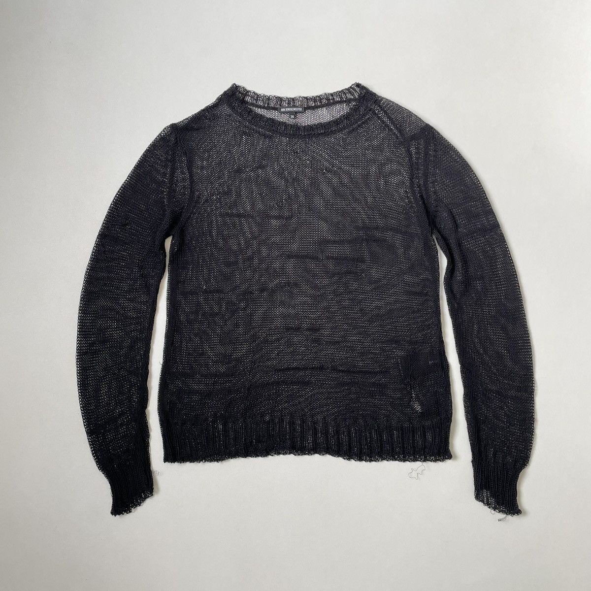 Ann Demeulemeester Black Cotton ‘Punk Distressed’ Cobweb Knit Size S / US 4 / IT 40 - 4 Thumbnail