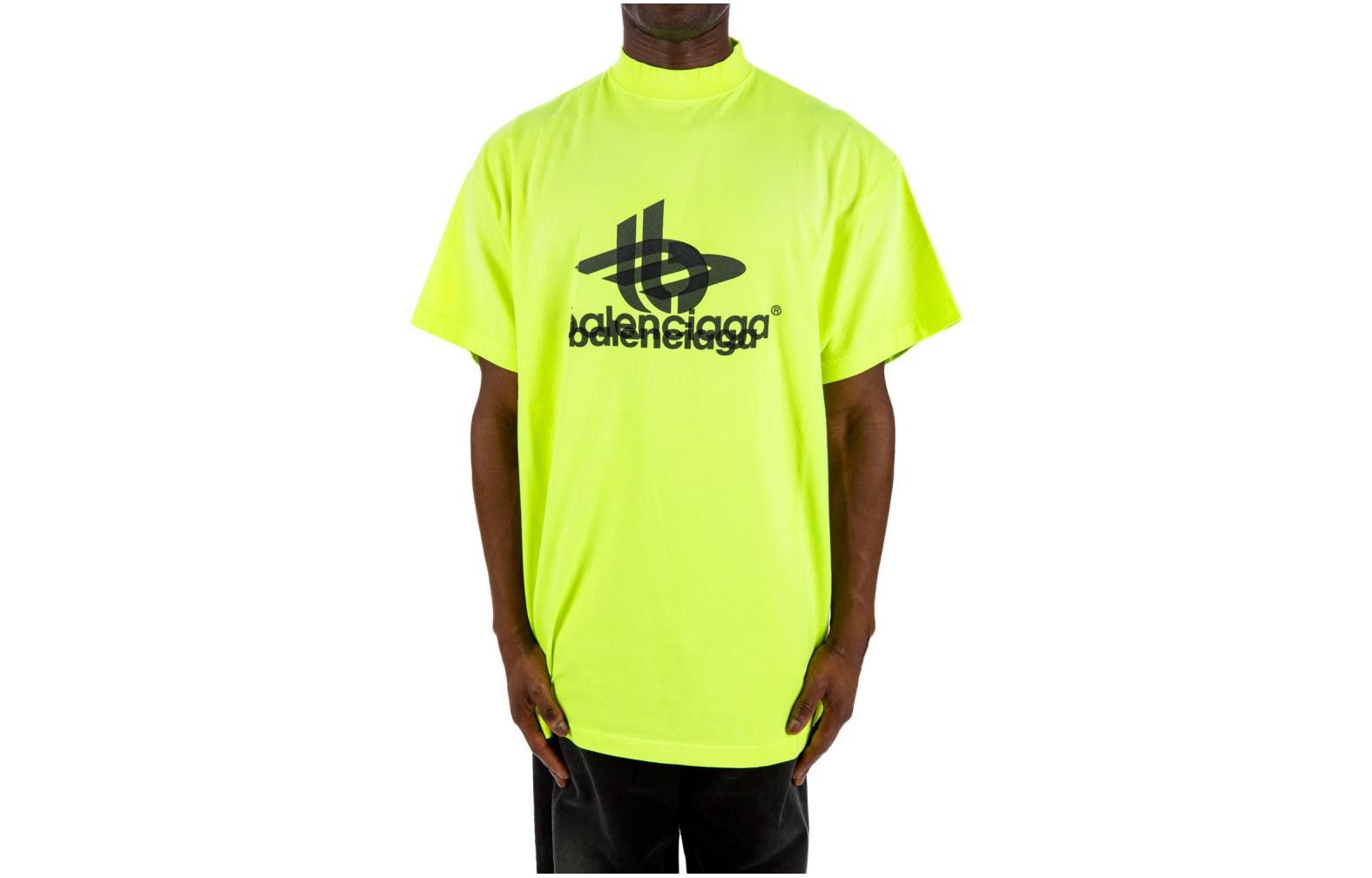 Balenciaga o1in1g0125 Oversized T-Shirt in Fluo Yellow/Black Size US M / EU 48-50 / 2 - 1 Thumbnail