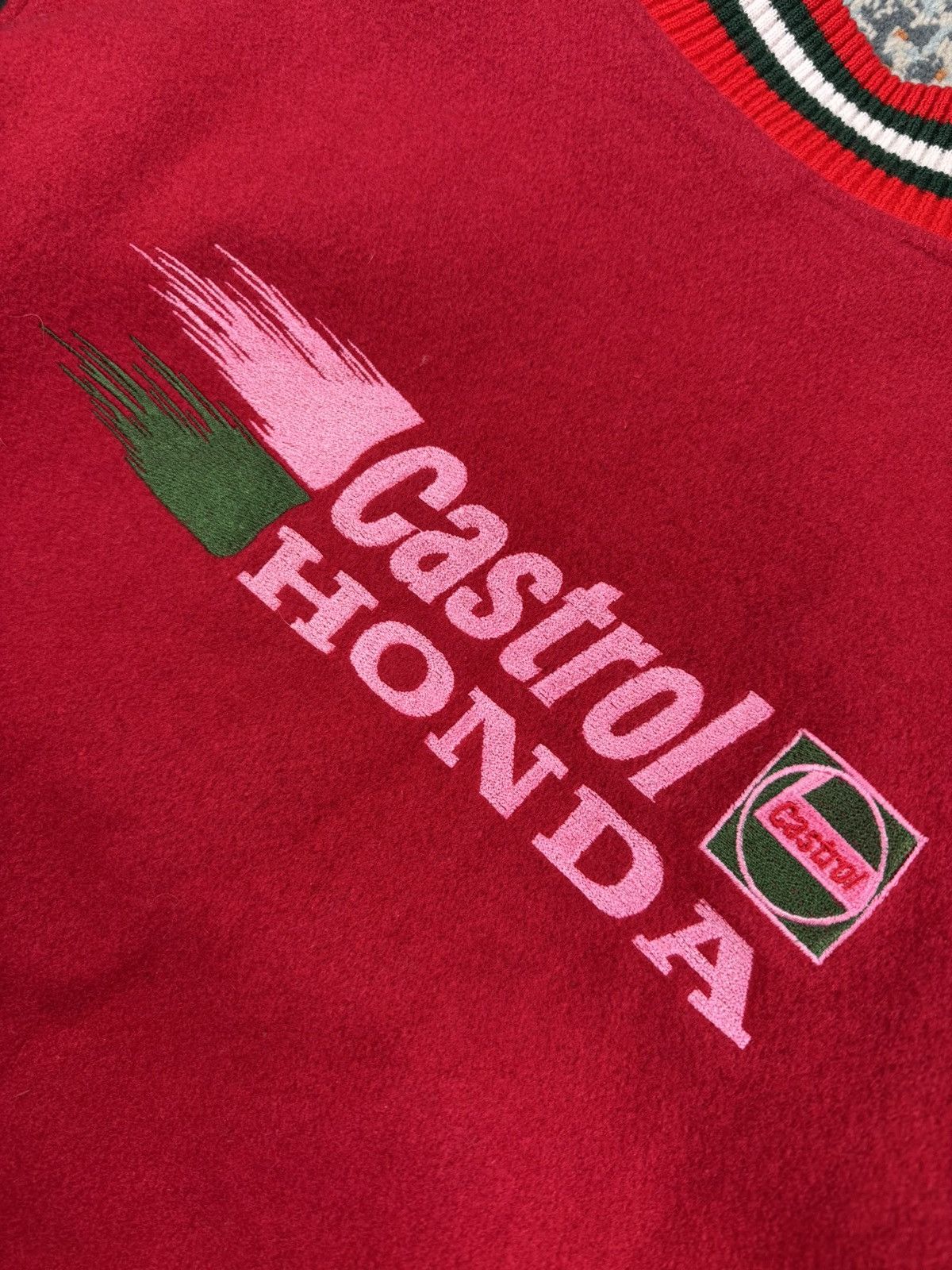Honda Vintage 80s Honda Castrol heavy wool varsity racing jacket Size US L / EU 52-54 / 3 - 9 Thumbnail