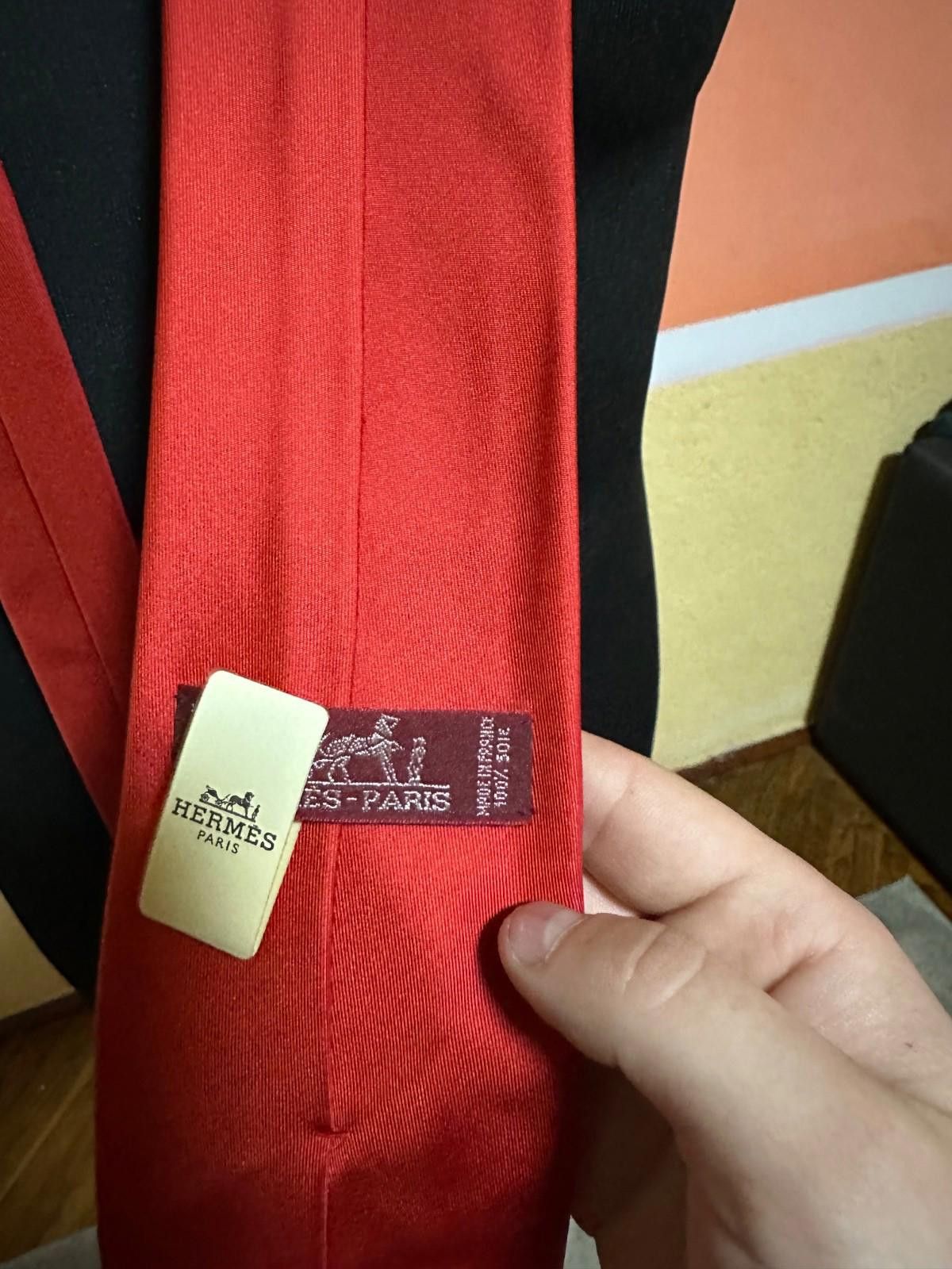 Hermes Hermes Tie Red Silk New Size ONE SIZE - 7 Thumbnail