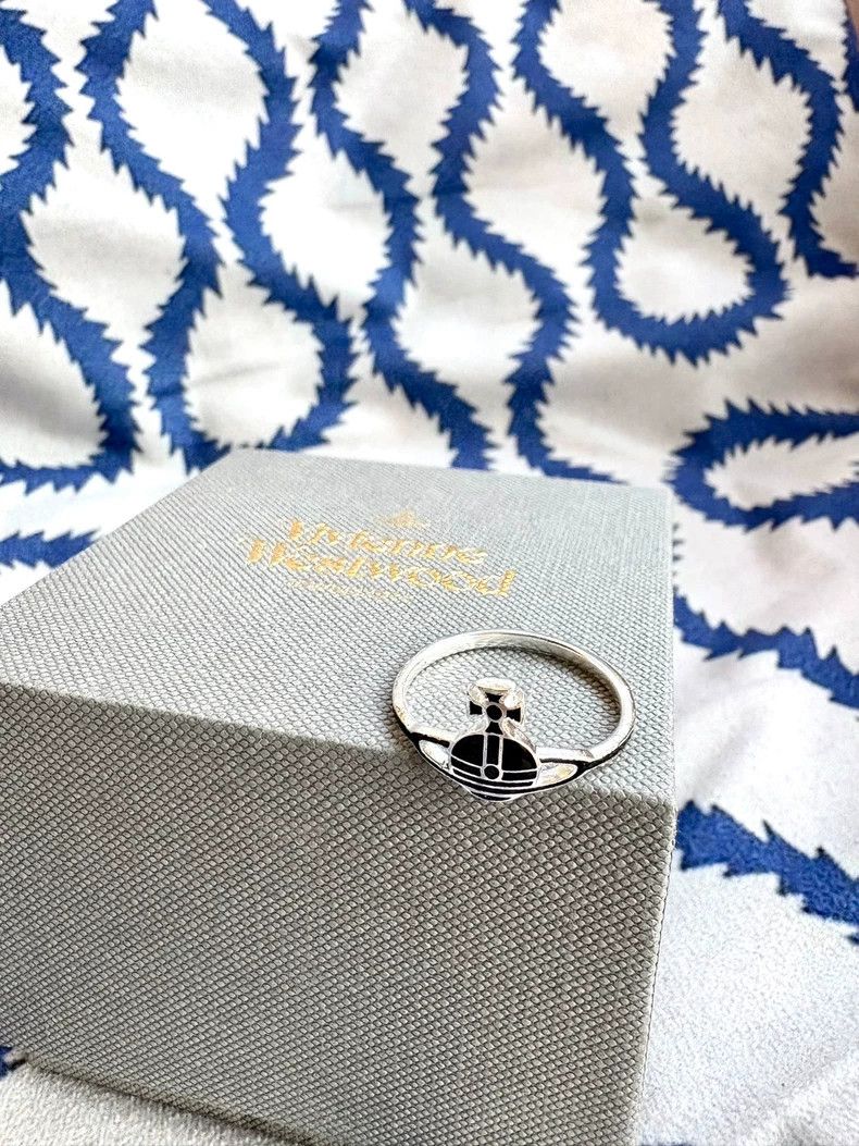 Vivienne Westwood Vivienne Westwood Black Enamel Saturn Ring Size ONE SIZE - 1 Thumbnail