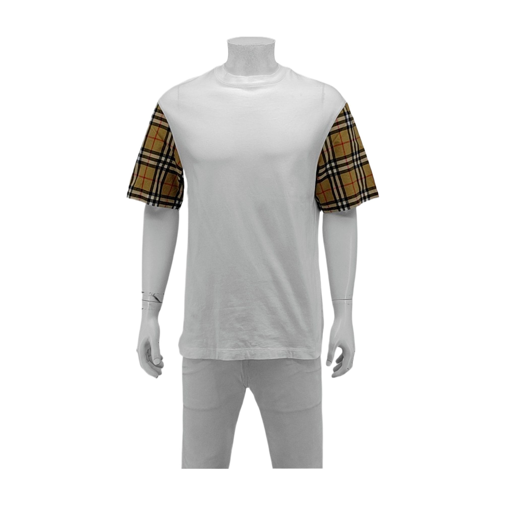 Burberry Burberry Check Sleeve T-Shirt White Size M Size US M / EU 48-50 / 2 - 1 Thumbnail