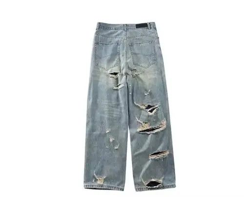 VIBE Retro washed distressed double layer large hole tassel jeans Size US 32 / EU 48 - 8 Thumbnail