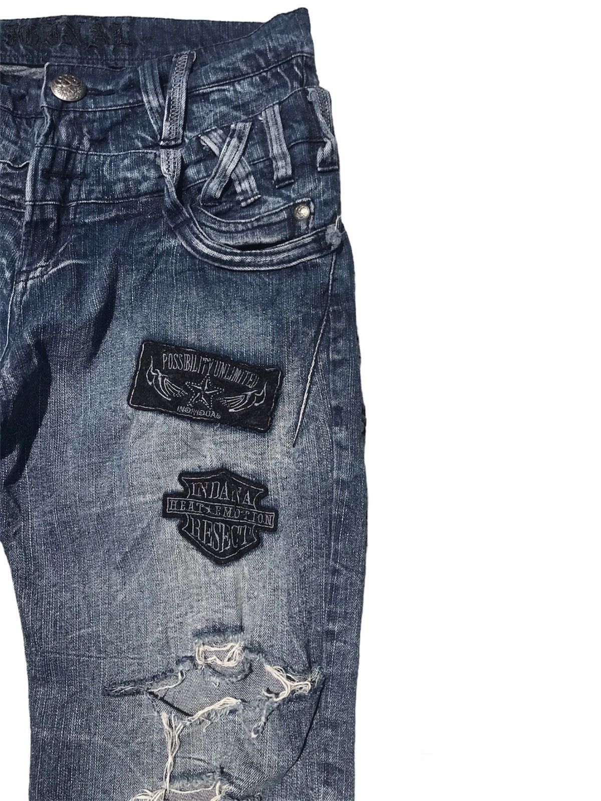 Japanese Brand × KMRii × Le Grande Bleu (L.G.B.) OriginalStyle Distressed Double Waist Jeans Size US 30 / EU 46 - 5 Thumbnail