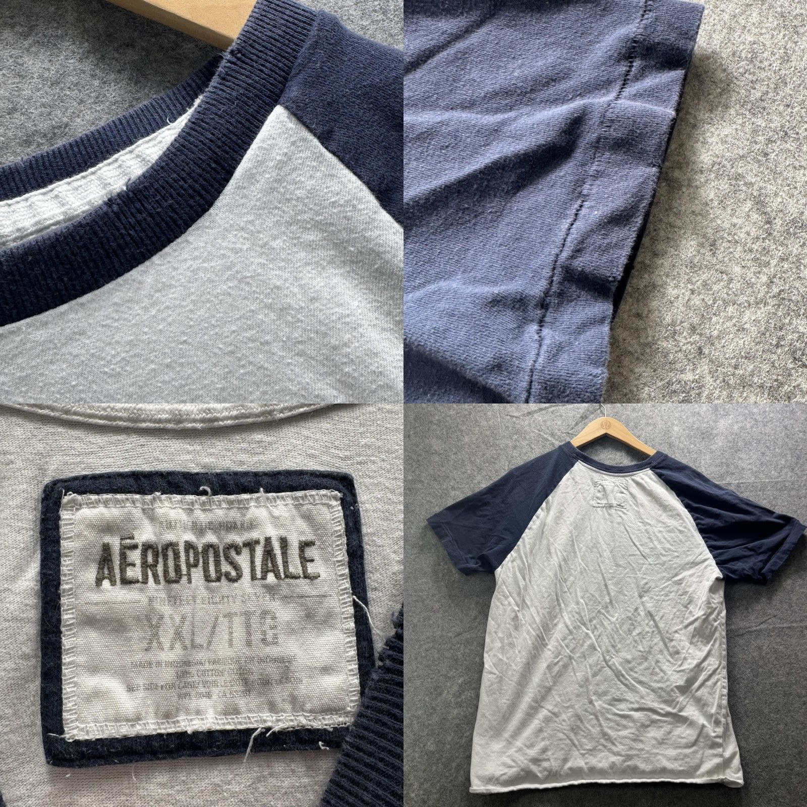 Aeropostale VINTAGE Aeropostale Shirt Mens 2XL White Navy Raglan 1987 Graphic Tee Parks Rec Logo Size US XXL / EU 58 / 5 - 8 Thumbnail