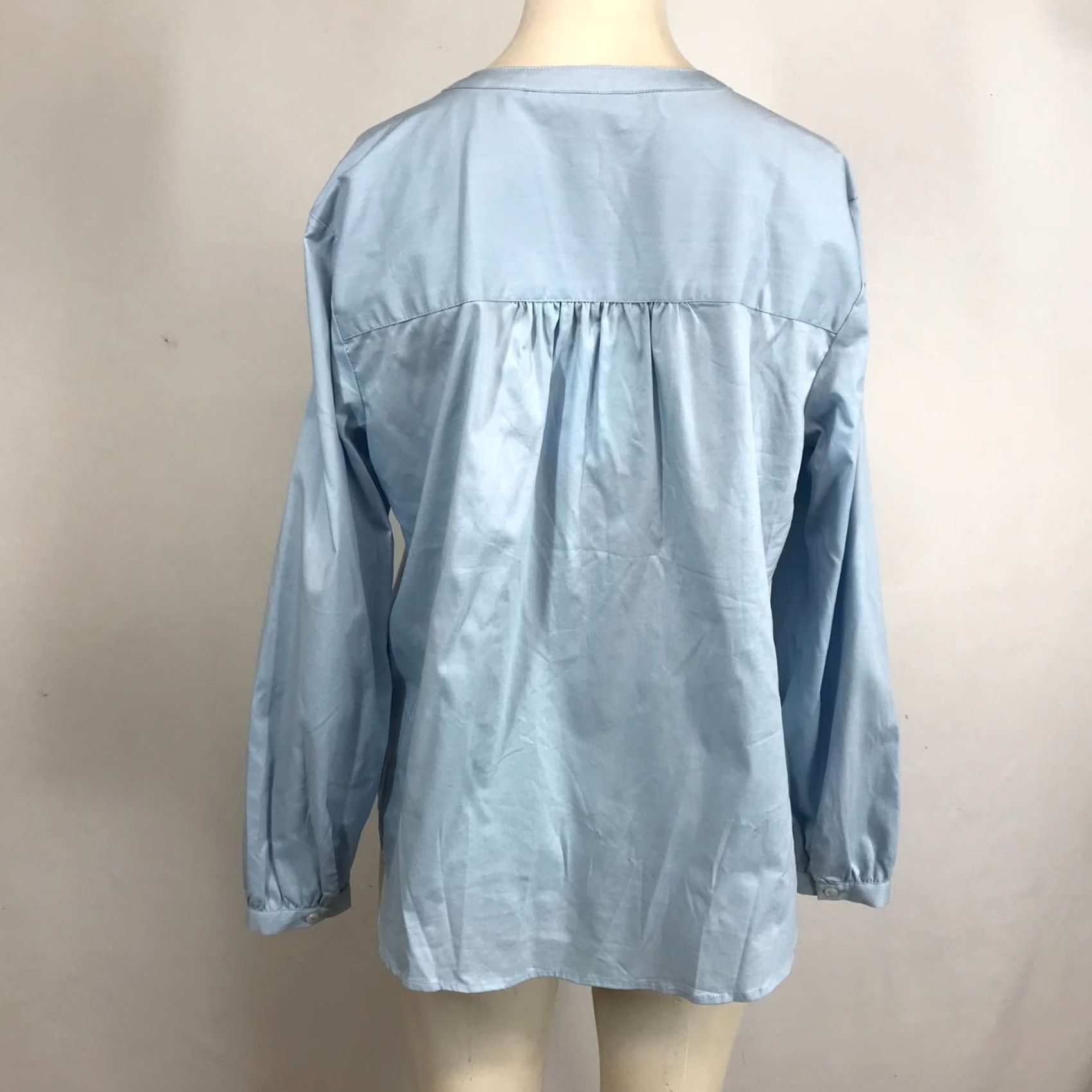 Vintage 41 HAWTHORN Women's Medium Petite Blue Long Sleeve V Neck Cotton Blend Top Size M / US 6-8 / IT 42-44 - 5 Thumbnail