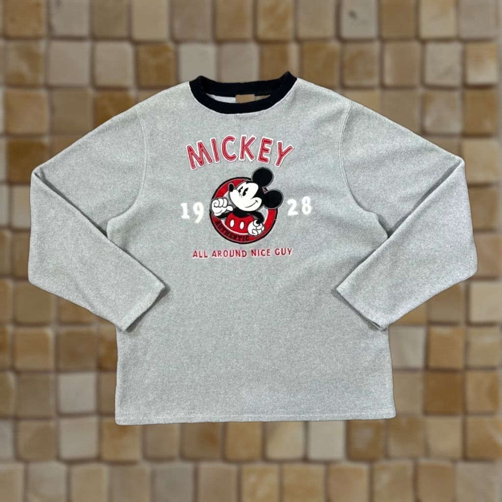 Disney DISNEY Mickey Mouse All Around Nice Guy Embroidered Fleece Sweatshirt Small Grey Mens Sweatshirt Pullover Crewneck 00s Size US S / EU 44-46 / 1 - 1 Thumbnail