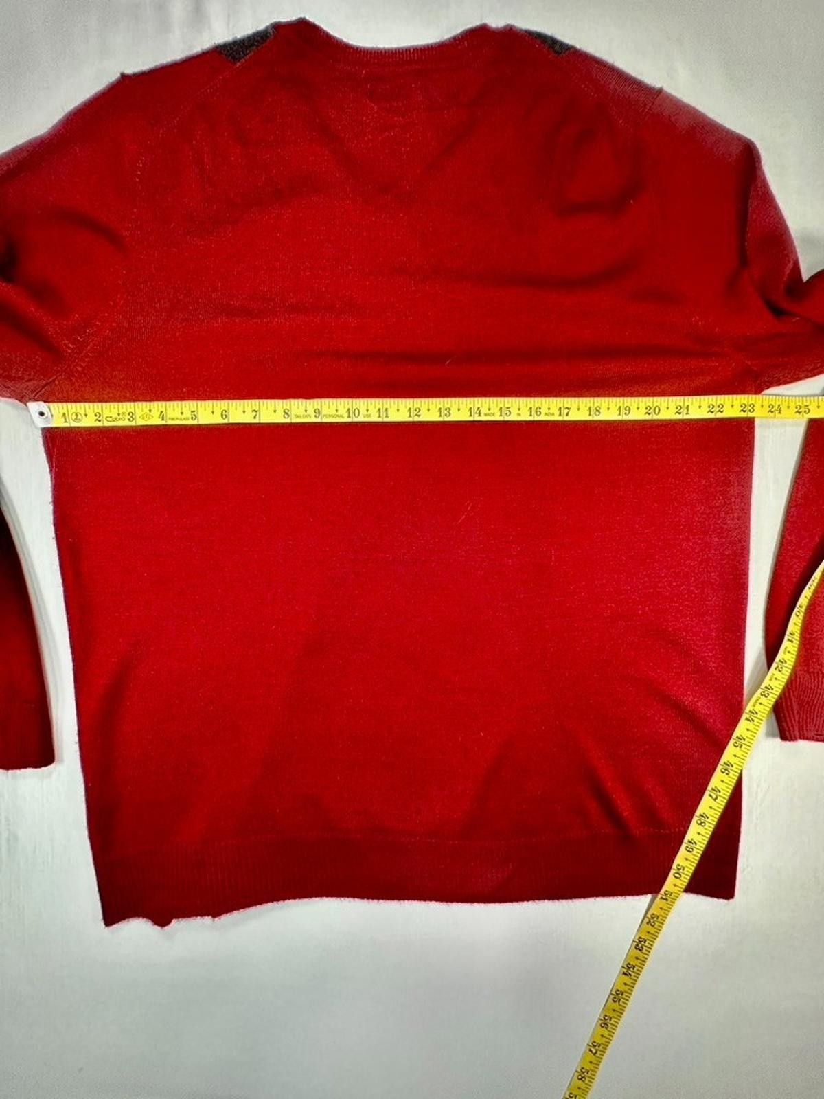 Apt. 9 Apt 9 Merino Wool Blend V-Neck Argyle Sweater Red/Gray XL Size US XL / EU 56 / 4 - 5 Thumbnail